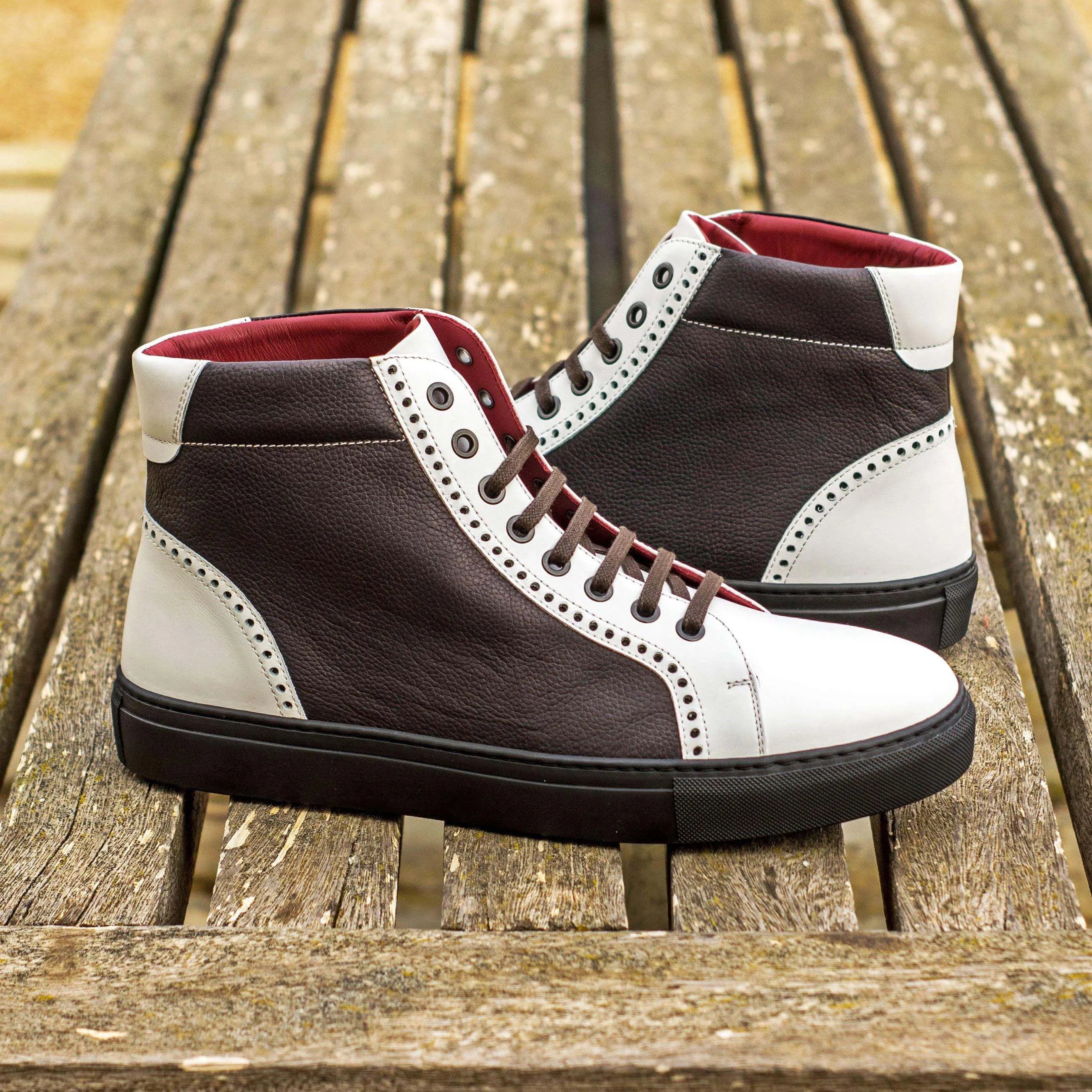 AF19 High Kicks two-toned leather high-top sneakers back view