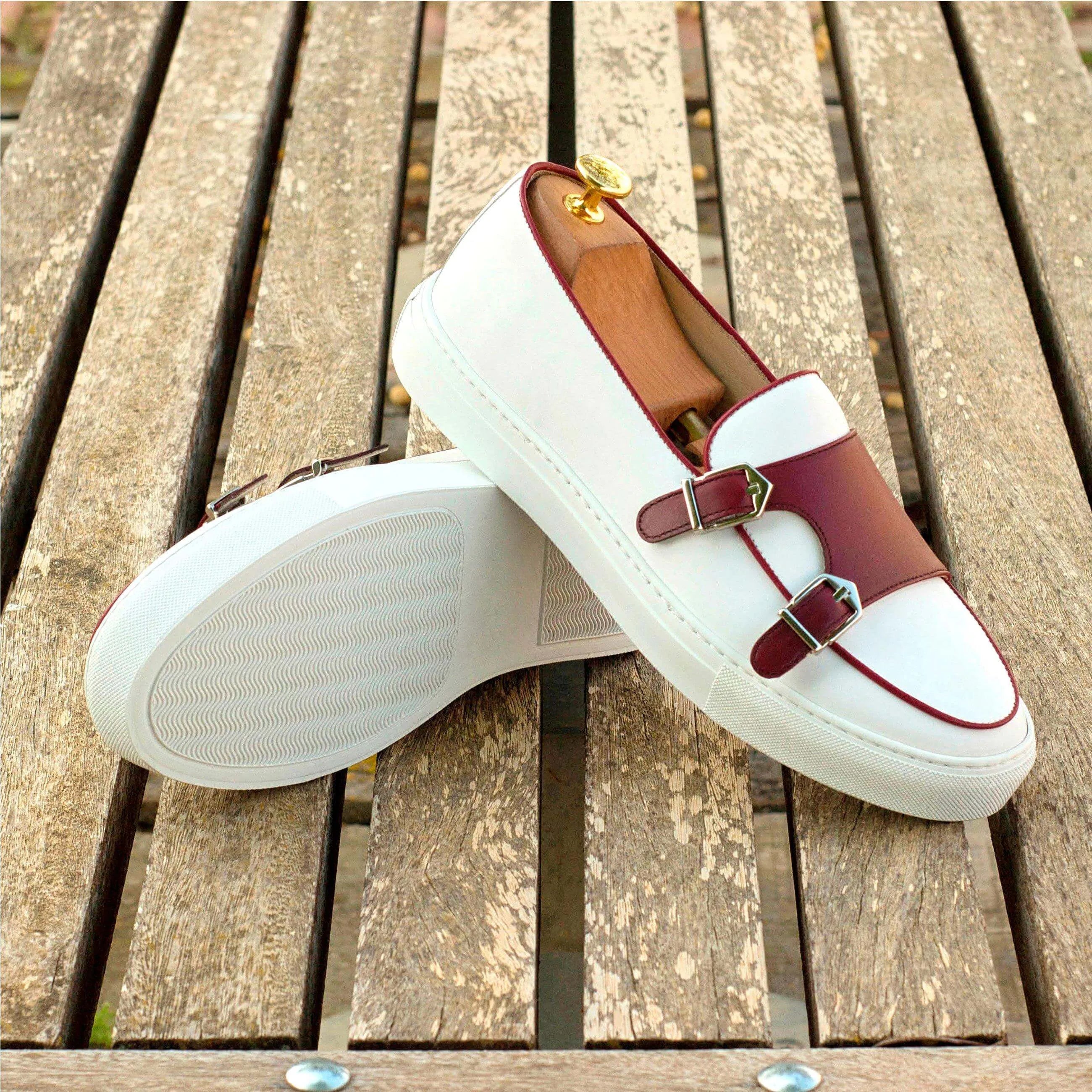 White Andrew81 monk sneaker II double monk leather sneakers