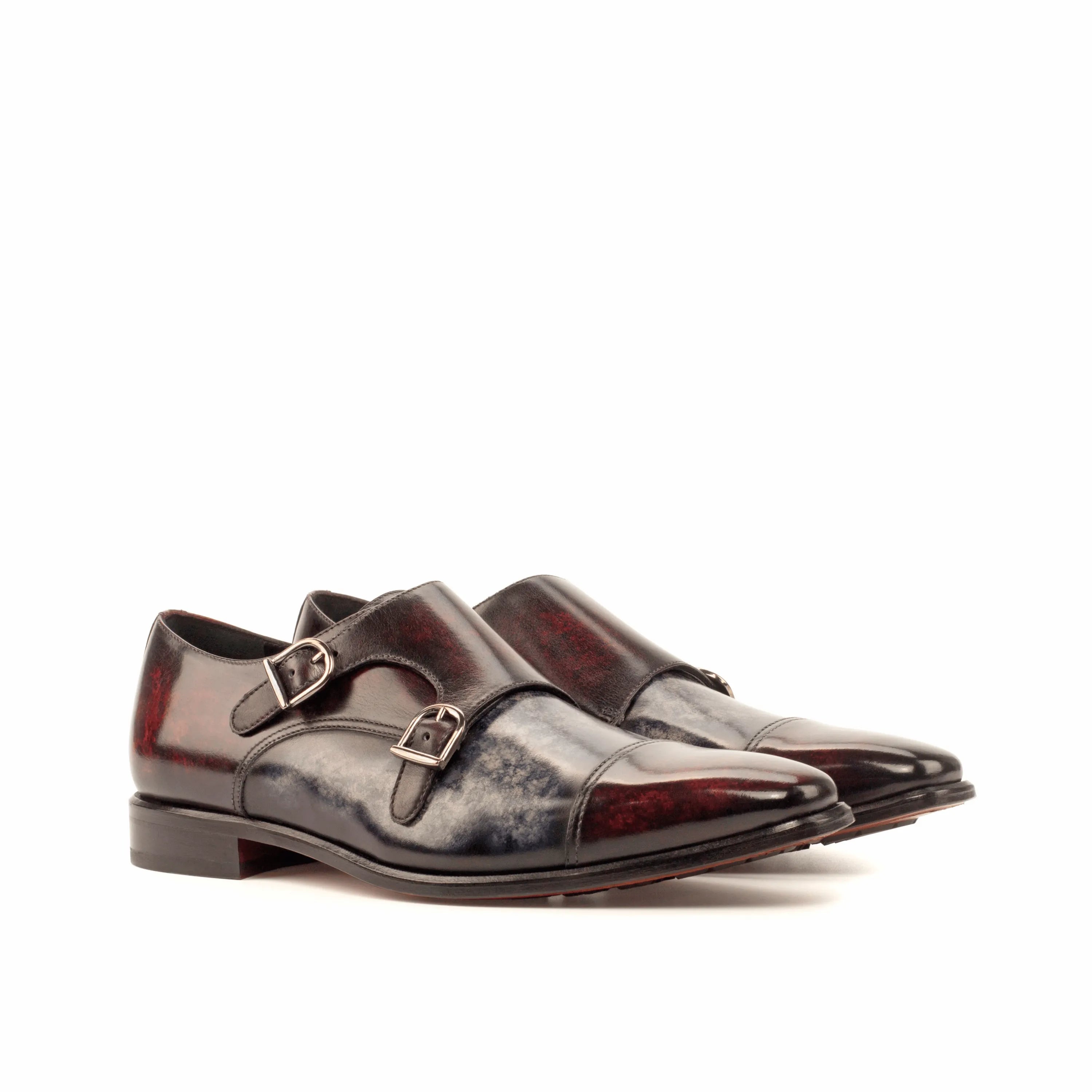 ATL Double Monk Patina II leather double monk shoes with crust patina