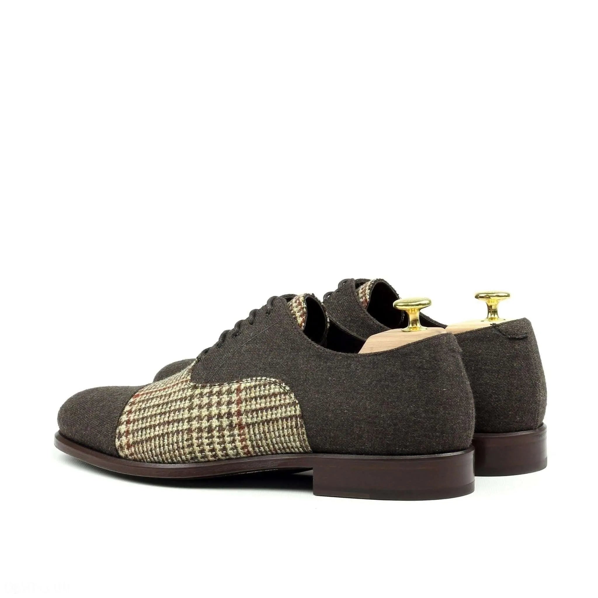 Brown tweed Azzedine Oxford Shoes II back view