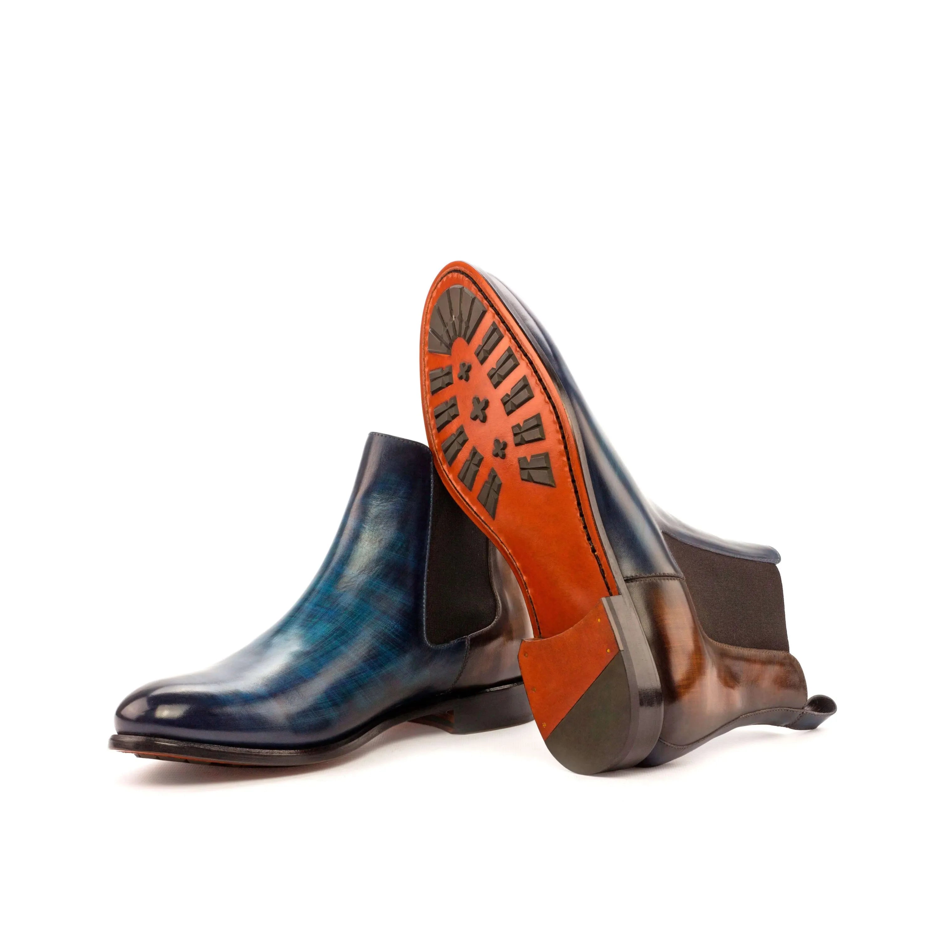 Babak patina Chelsea boots back view in leather