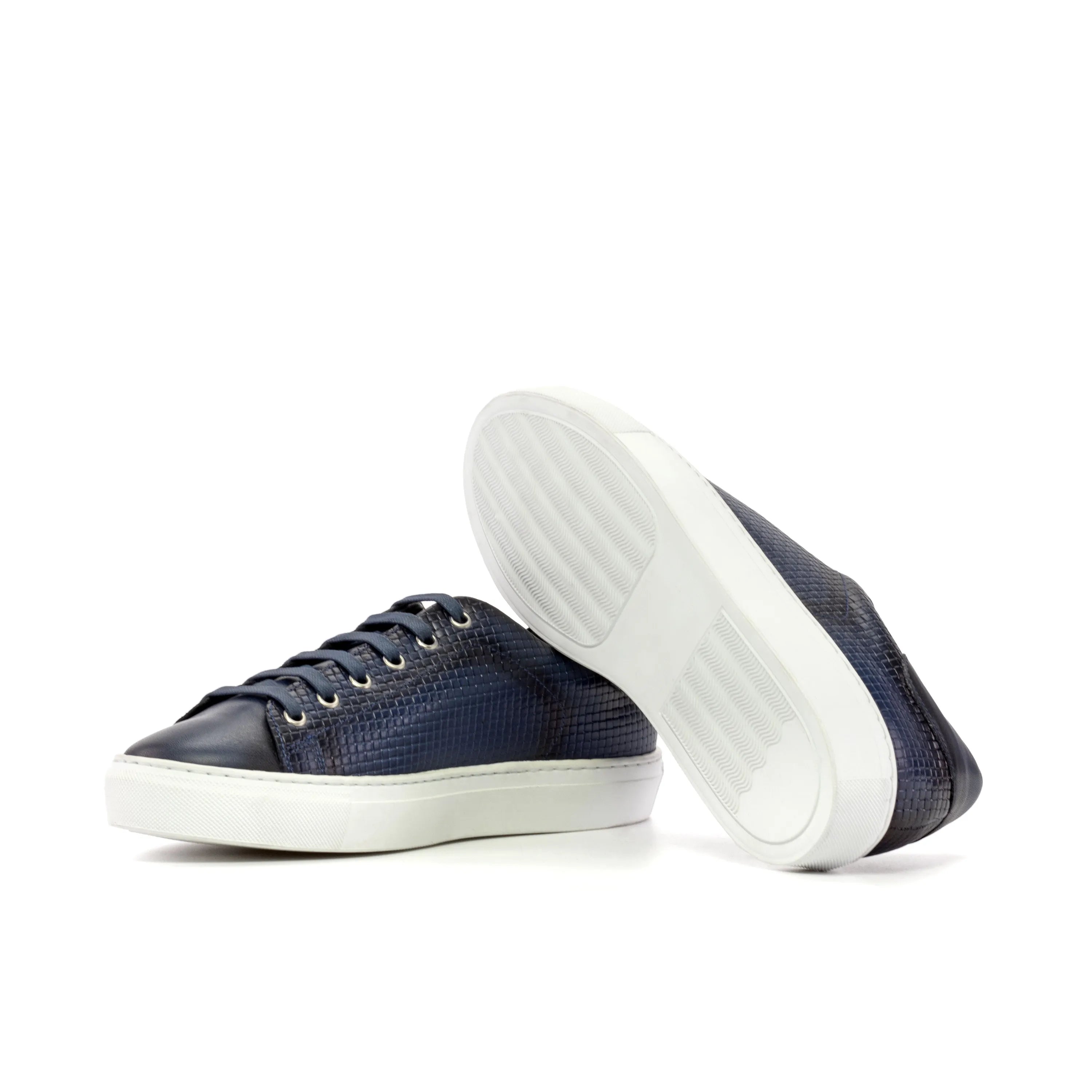 Pair of blue leather CapaFour trainer sneakers