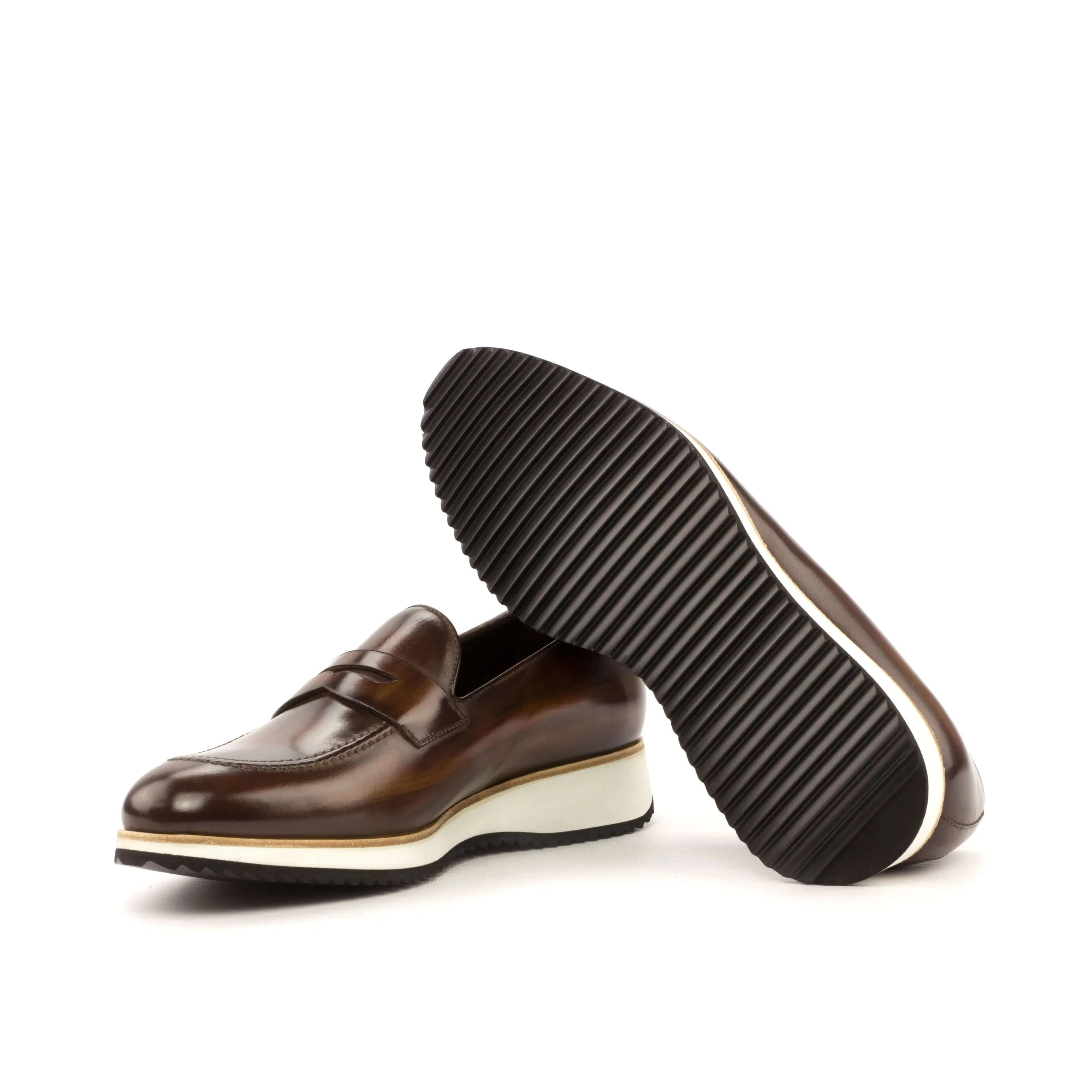 Cato Patina loafers in brown leather with thick white soles