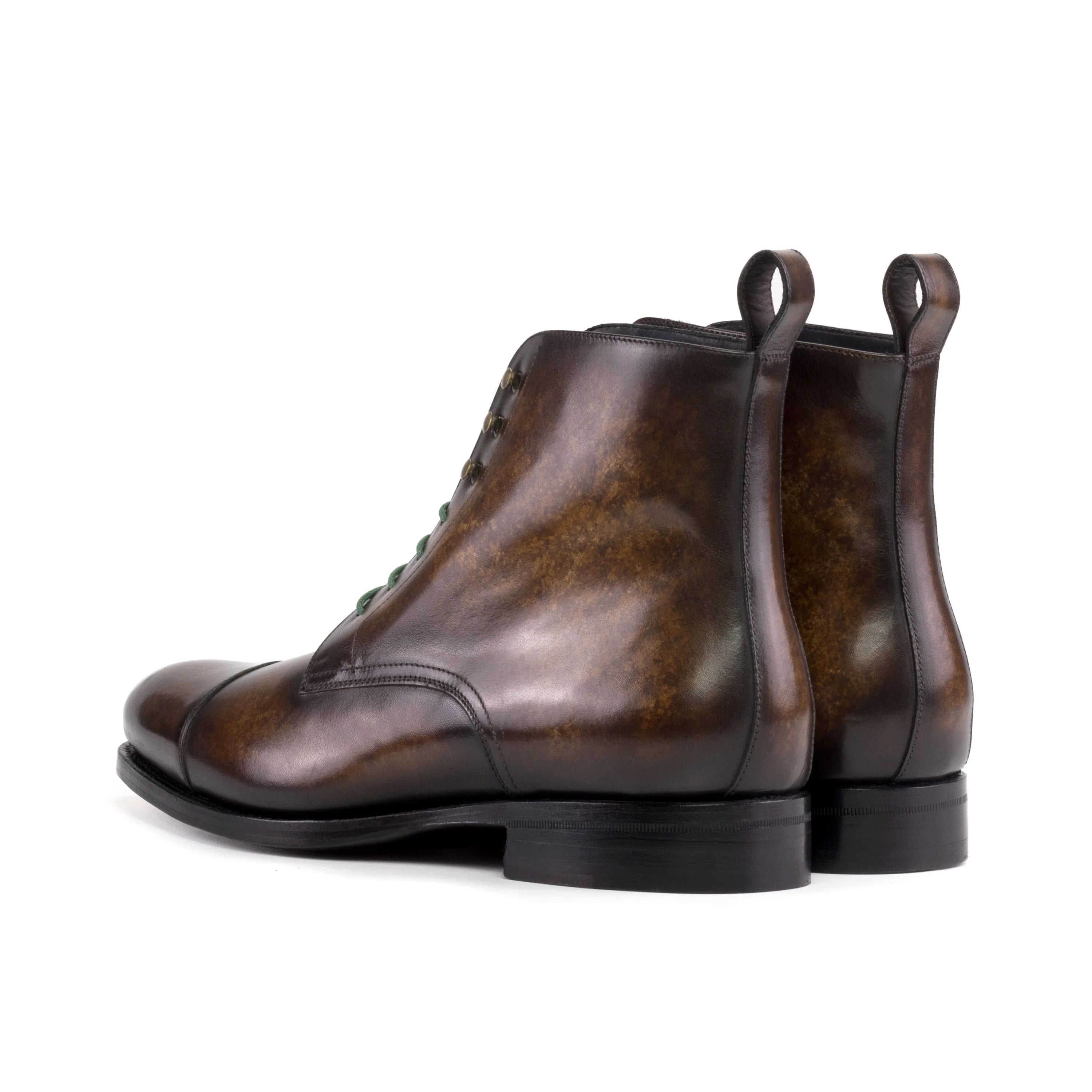 Dimitraios Patina Jumper Boots II with brown leather finish and black rubber soles