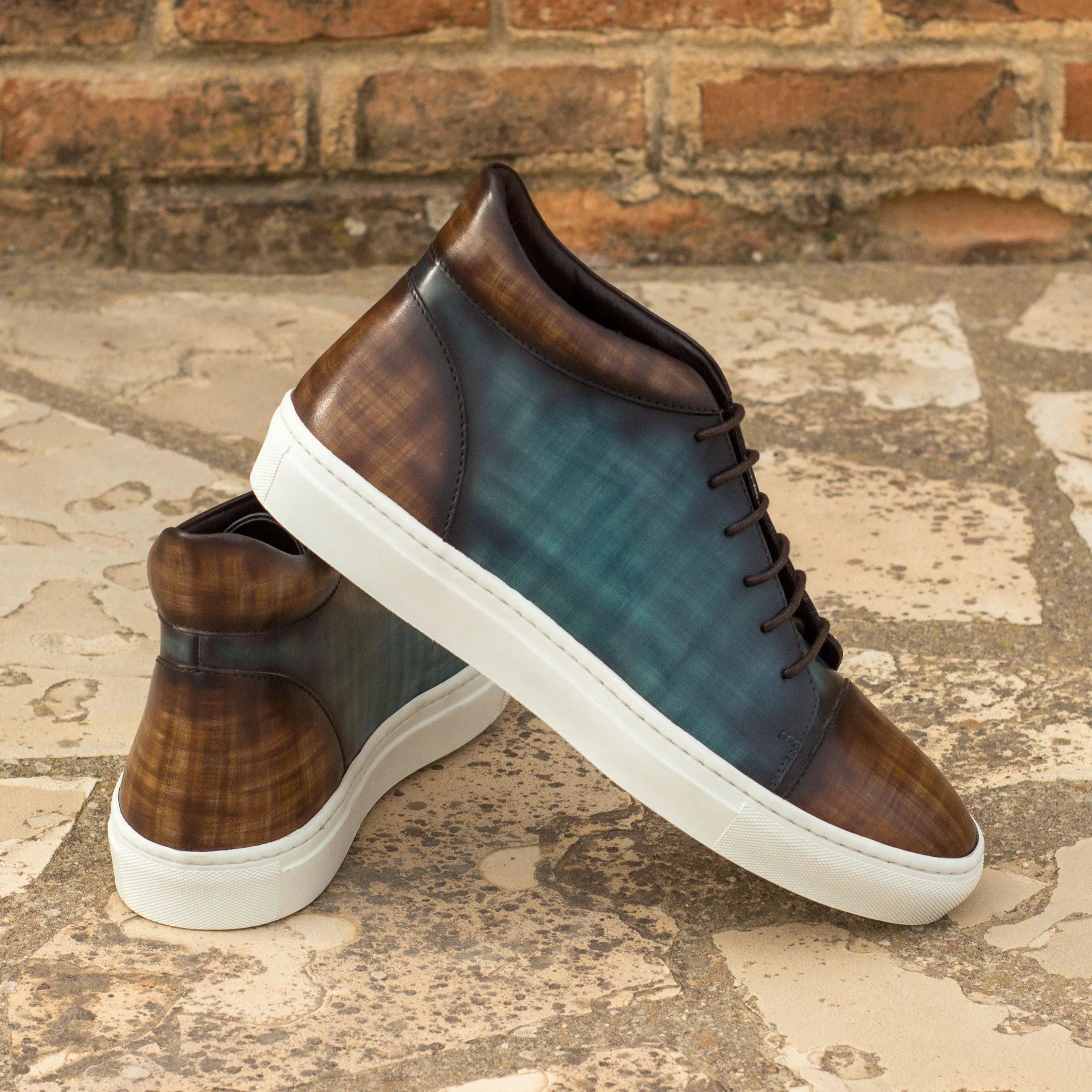 Elano Patina high top sneakers II in two-toned leather