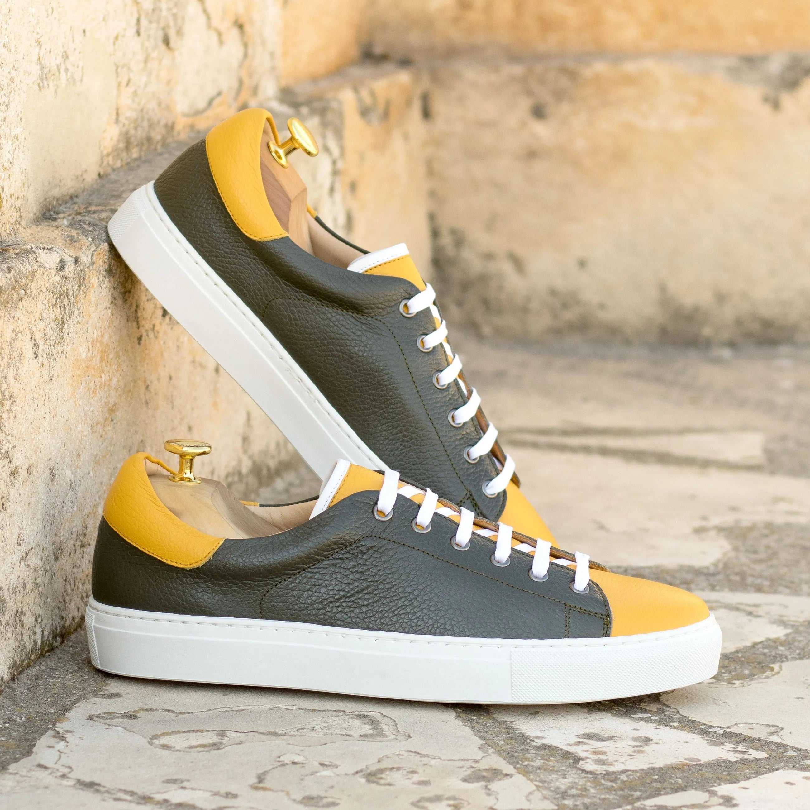 Harlem Trainer Sneaker II two-tone grain calf leather cupsole trainer