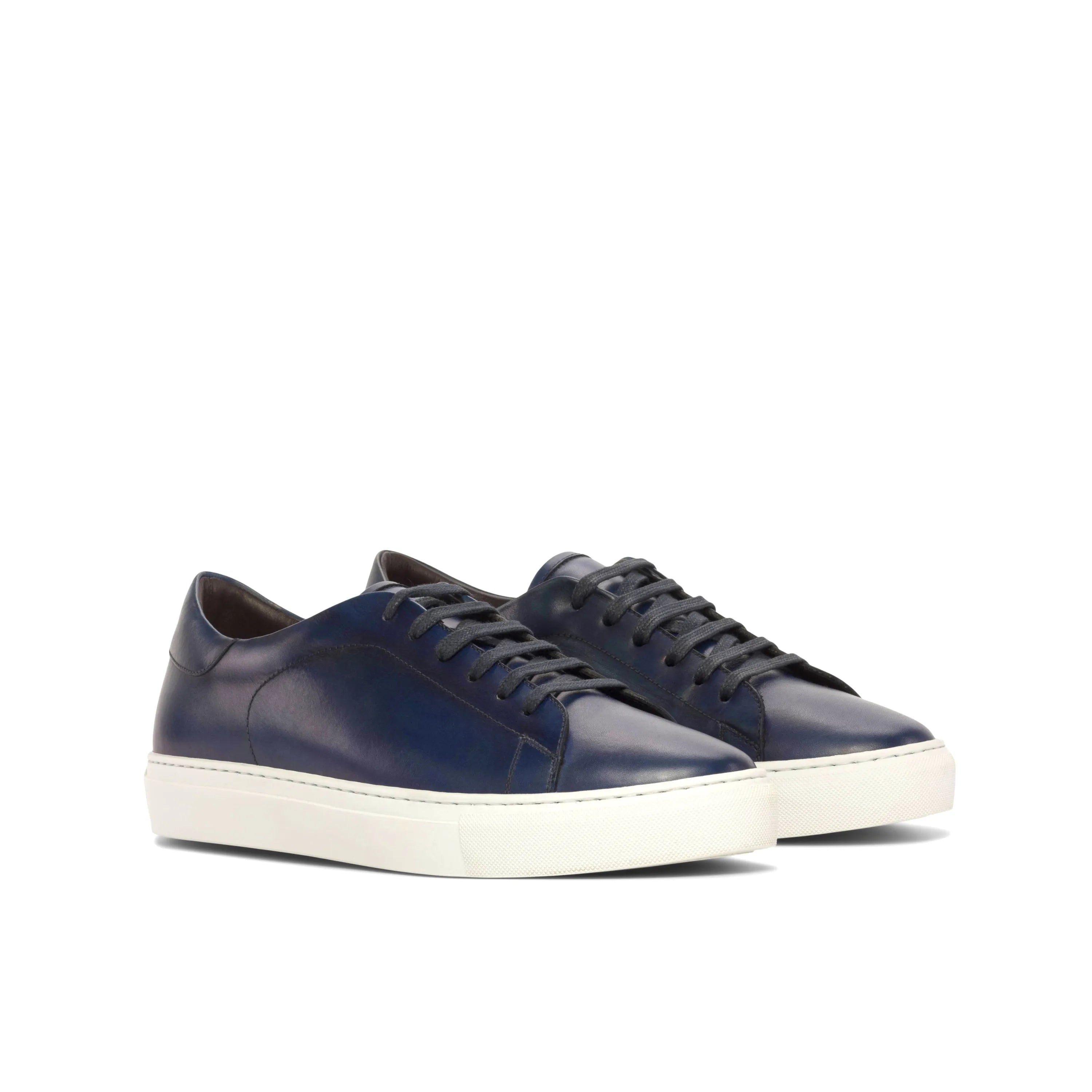 Pair of blue leather Jacksons Trainer Sneaker cupsole trainers