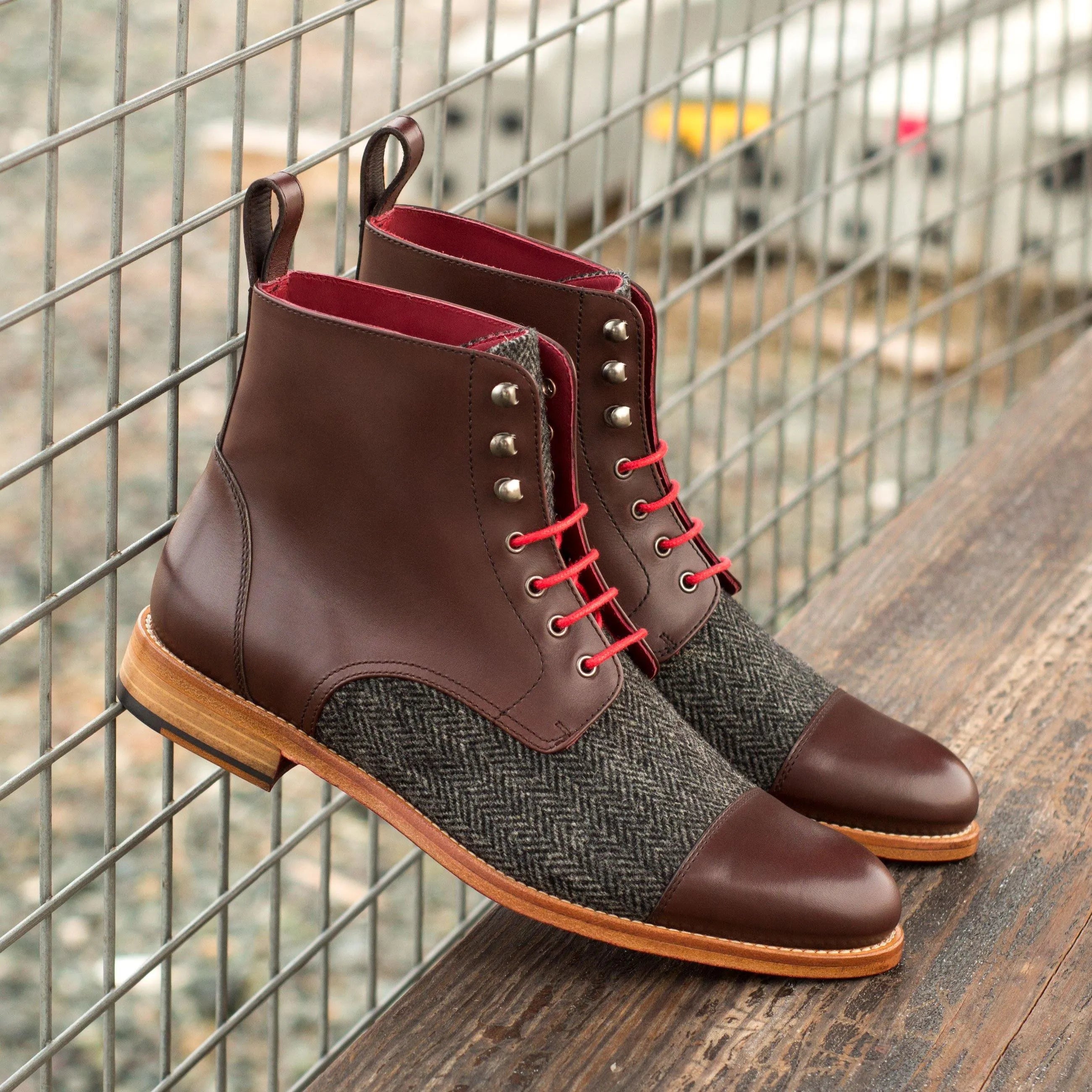 Jorge ladies captoe dark brown leather and tweed boots II
