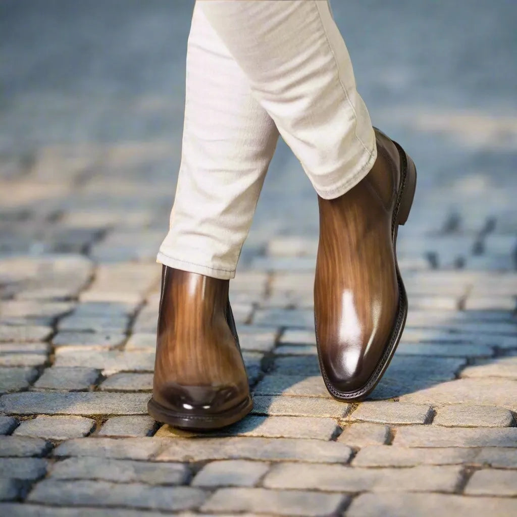 Kennedy Patina Chelsea Boots II brown leather back view