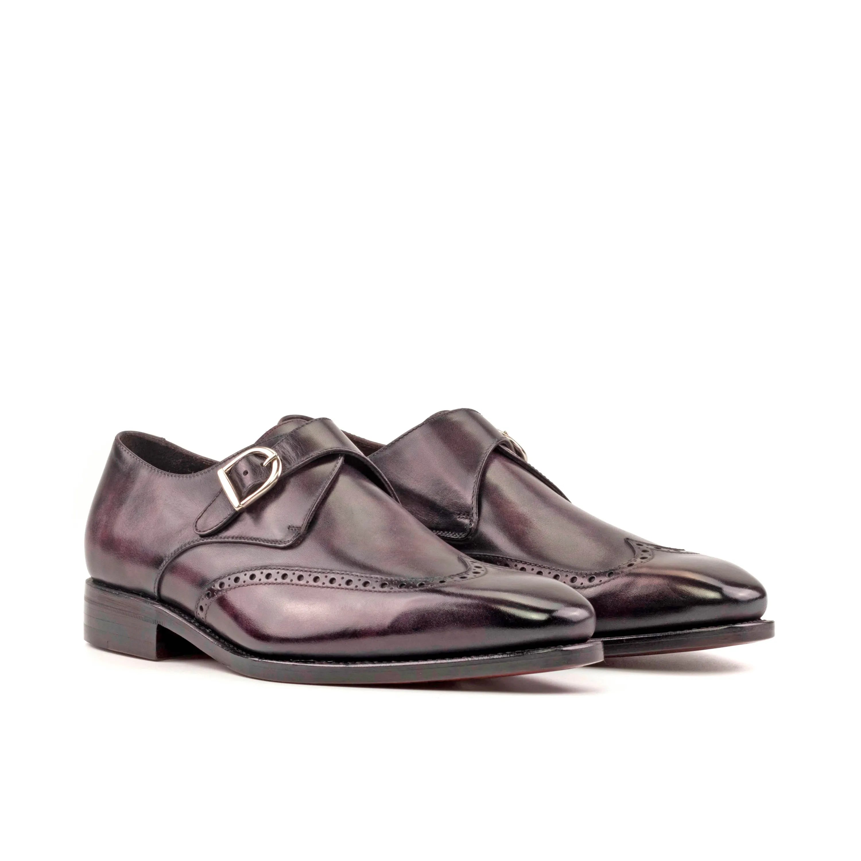 Leemins Patina Single monk leather dress shoes pair