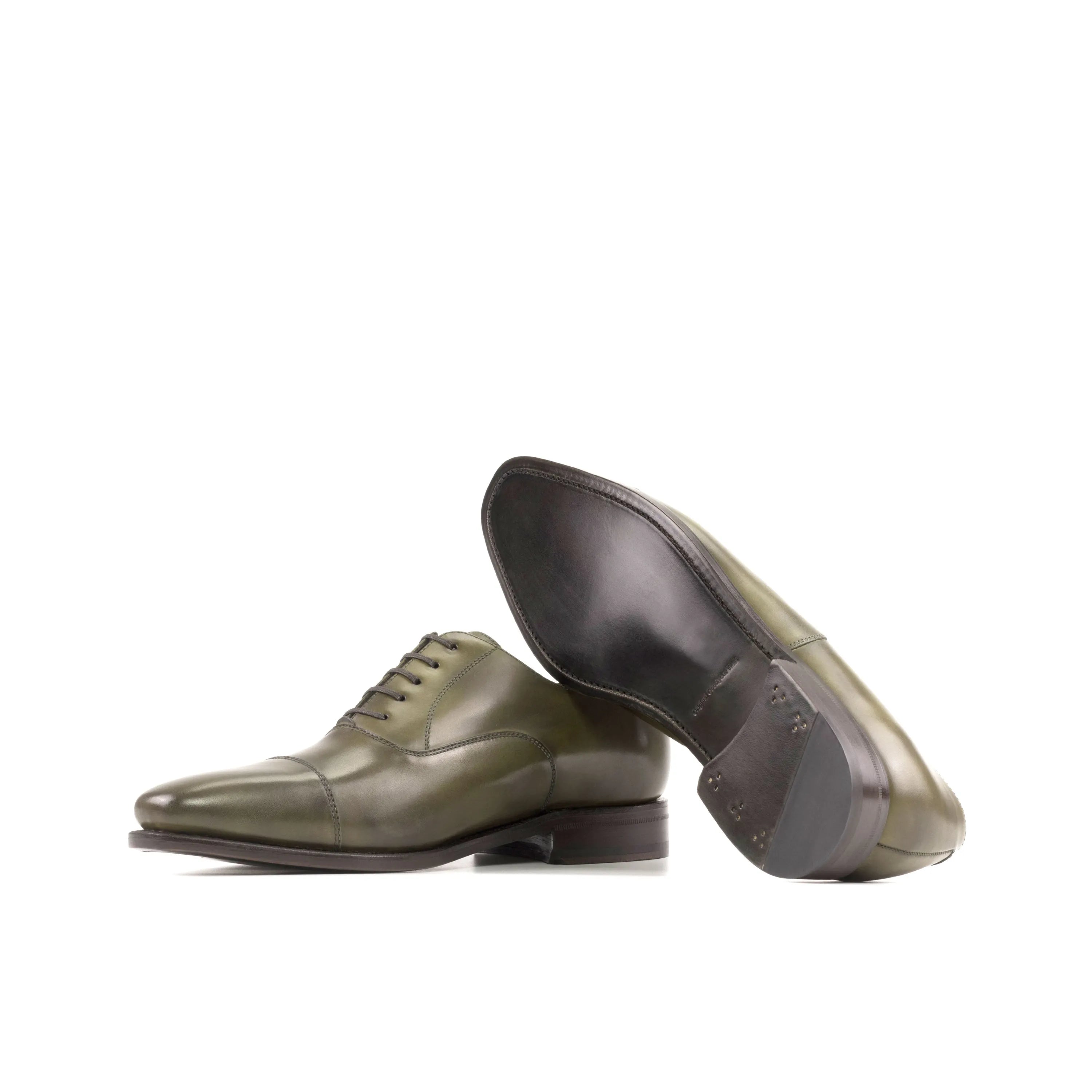 Malkom Oxford shoes in olive green leather, fast lane style