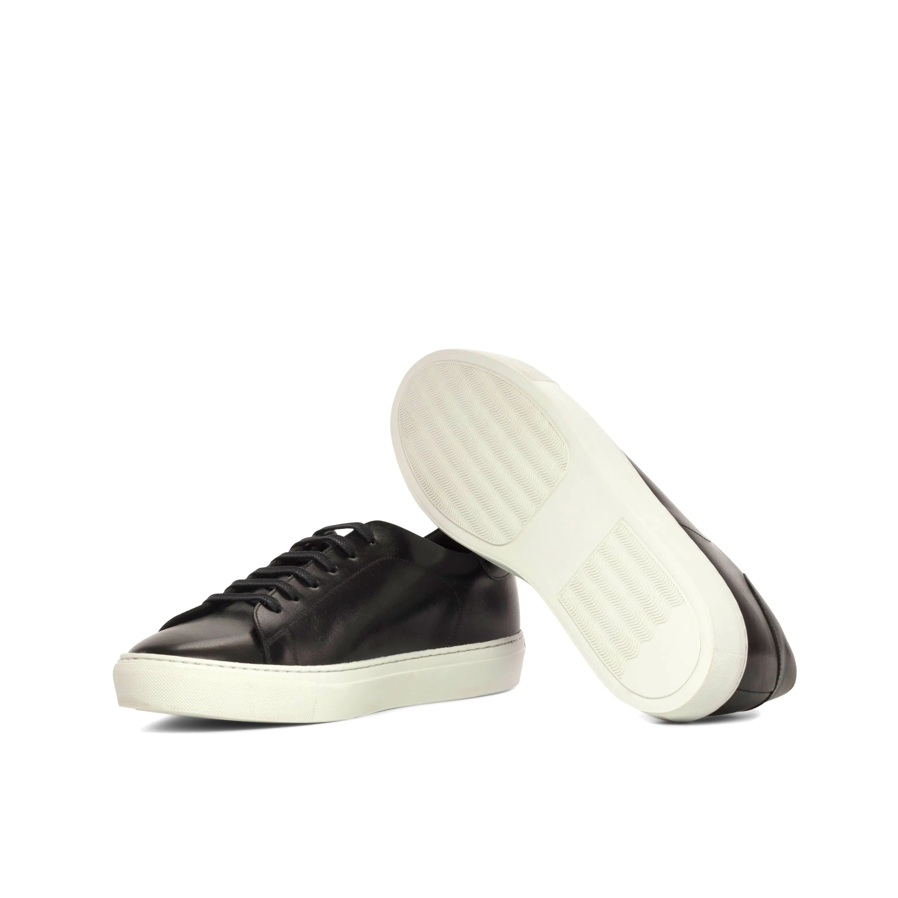 Black Marko Trainer Sneaker with leather upper and white cupsole