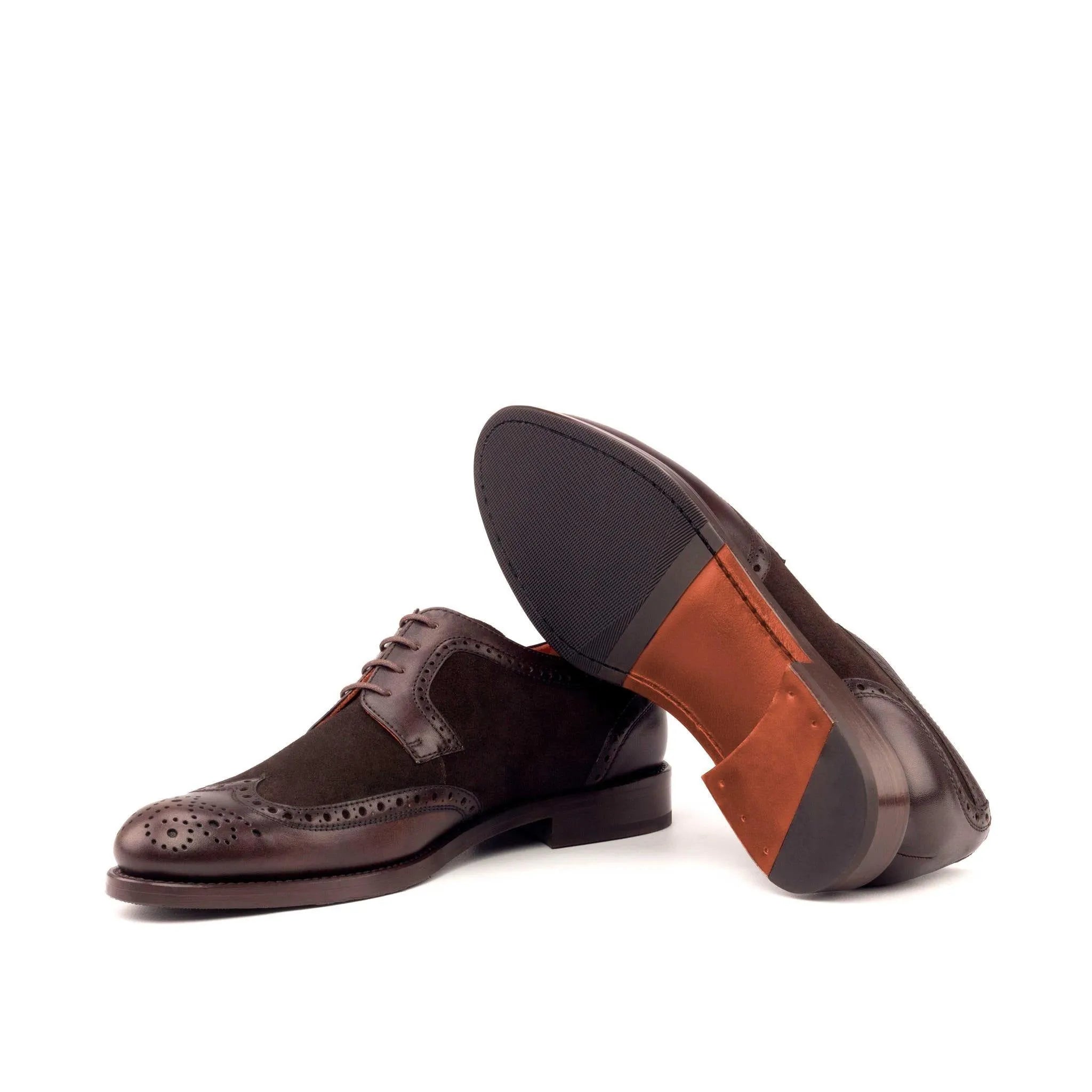 Marlene ladies derby wingtip in brown leather and suede