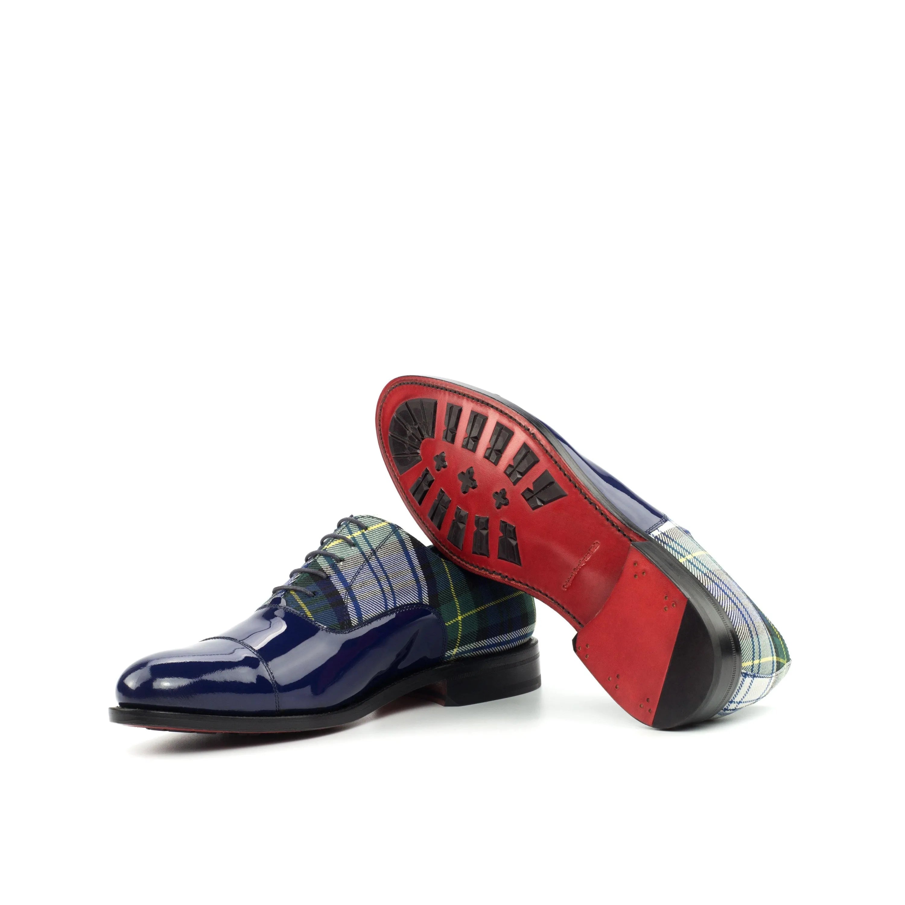 Monty Oxford shoes in blue plaid design