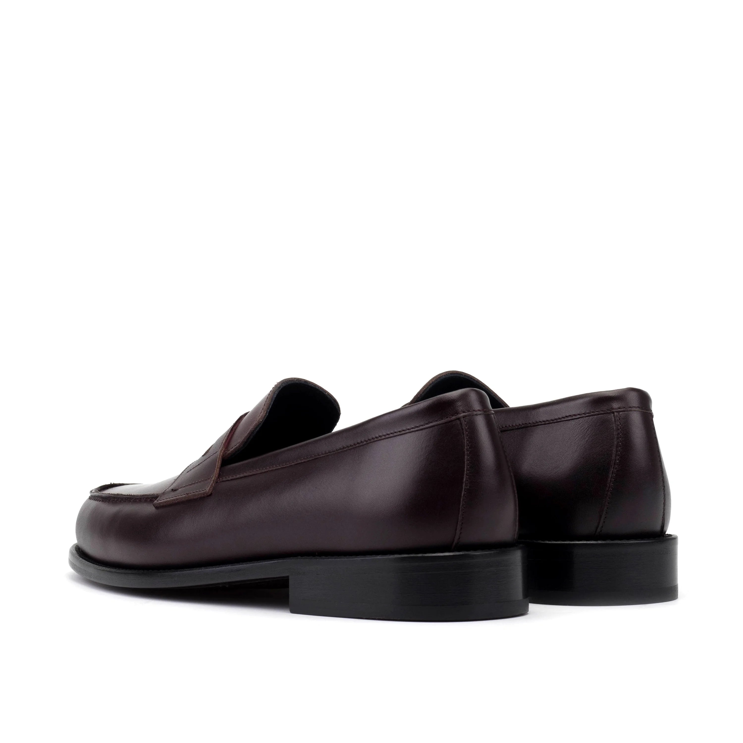 Office penny loafers in dark brown leather with black rubber soles