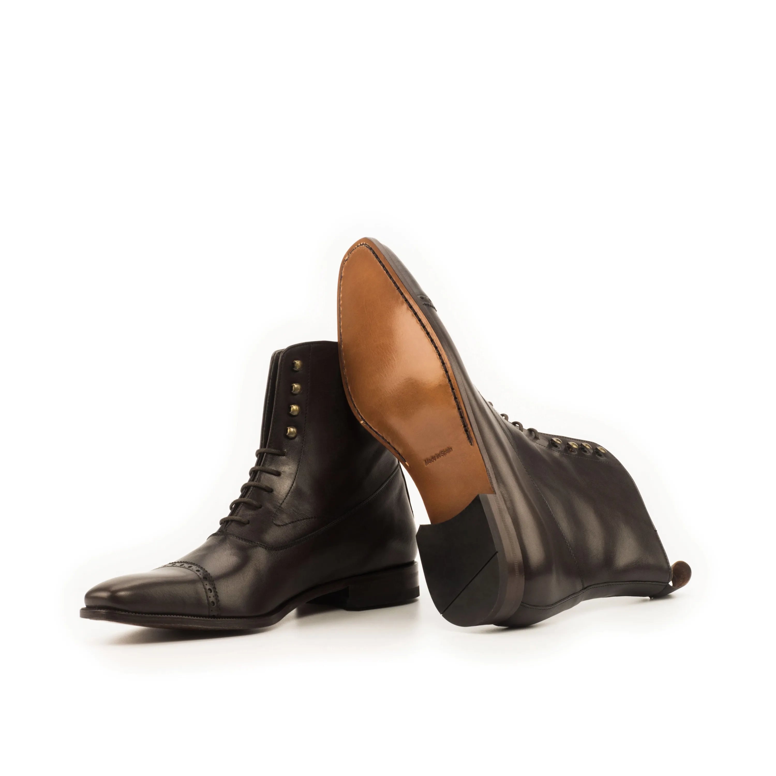 Ptcelia Balmoral Boots brown leather lace-up back view