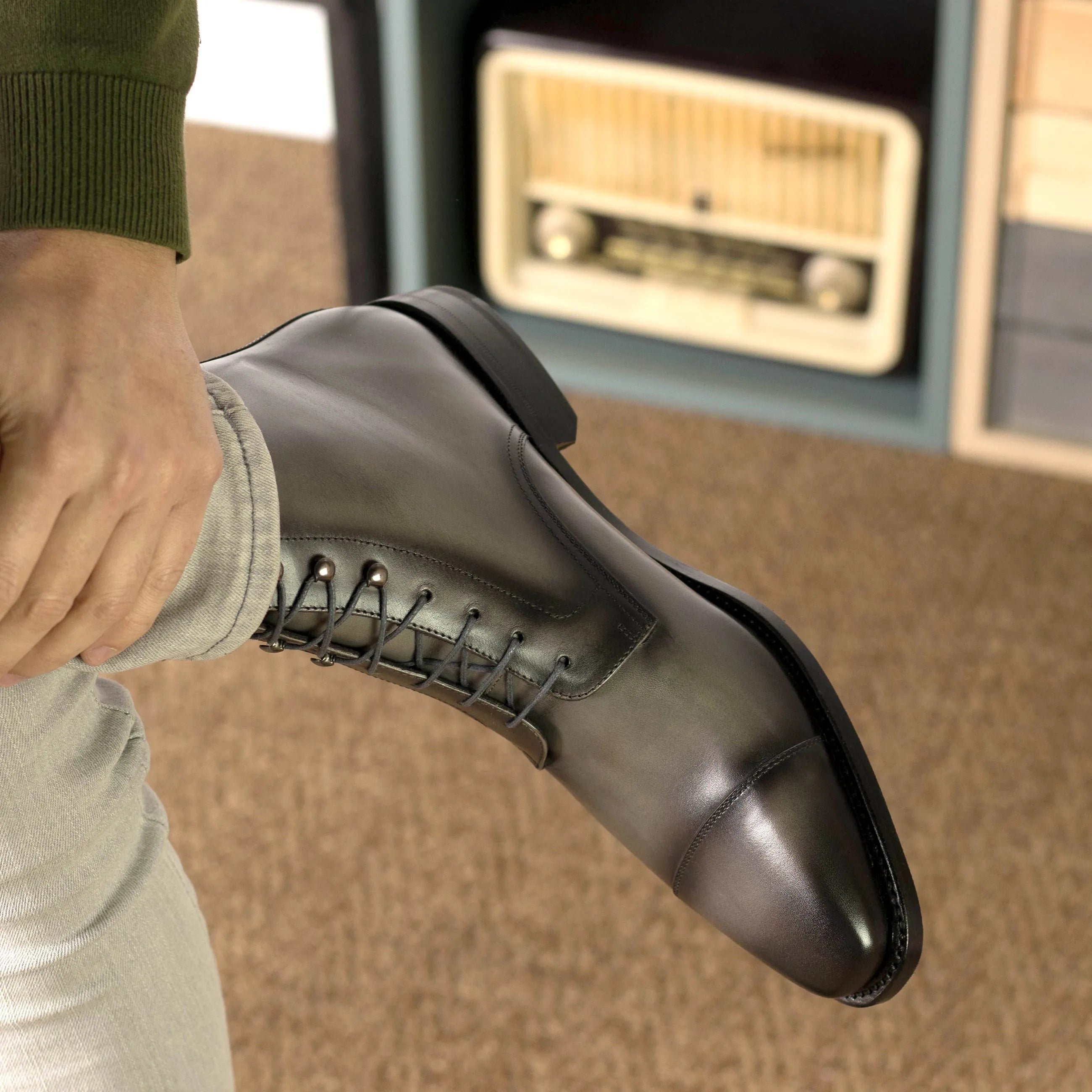 Gray leather Rawul Jumper Boots dress boot view