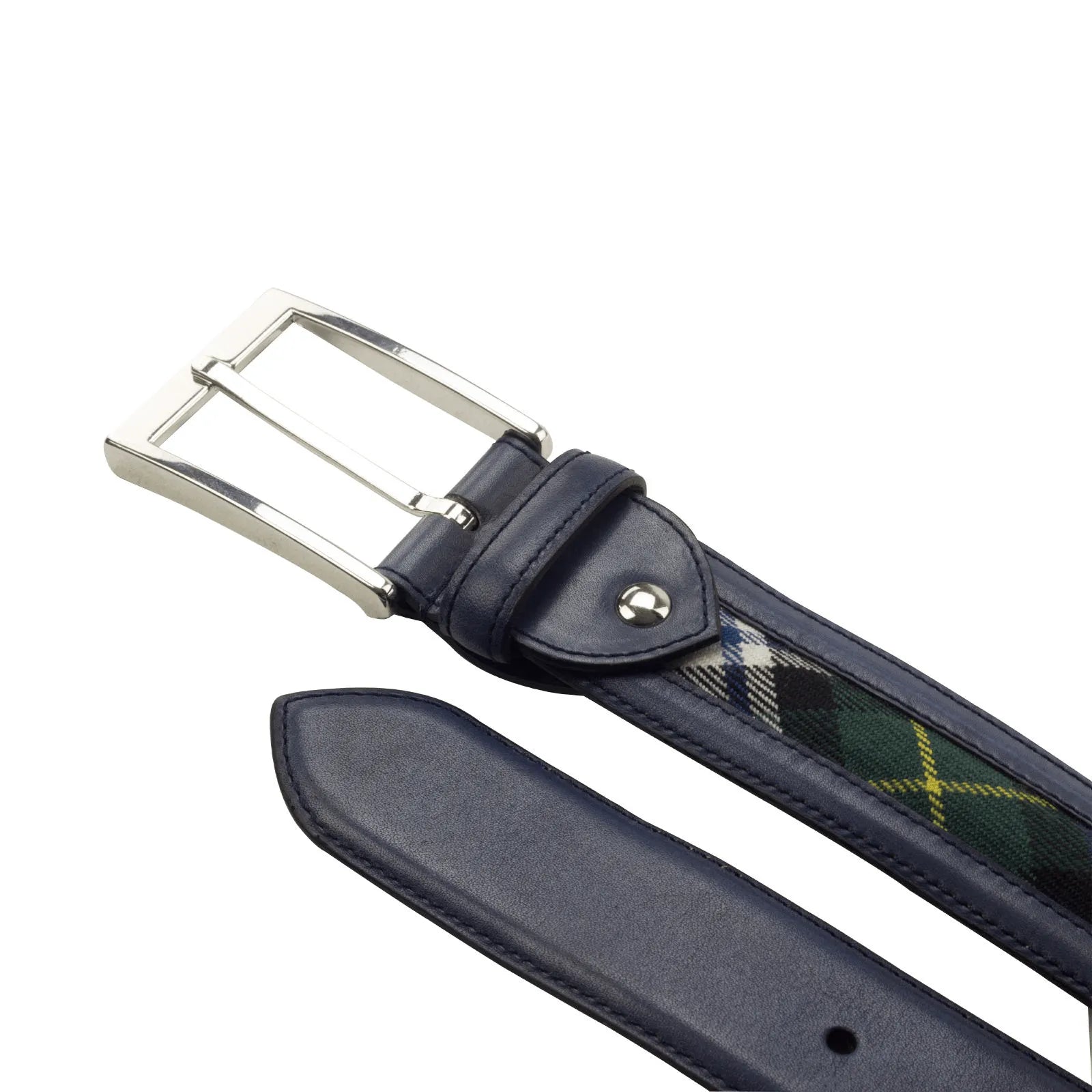 Romeo Venice belt in leather and tartan design