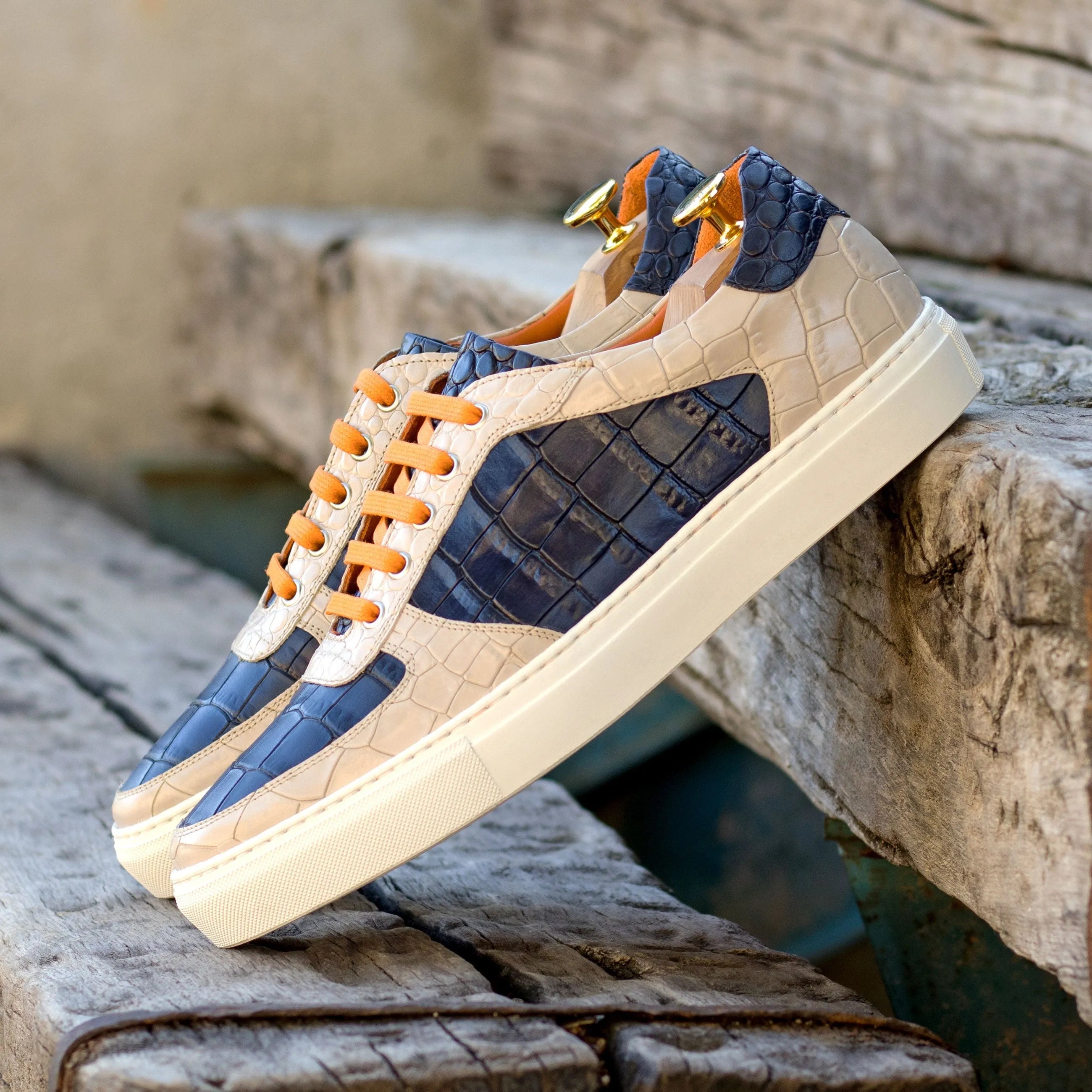 Sunda Low painted croco trainer sneakers, stylish crocodile pattern