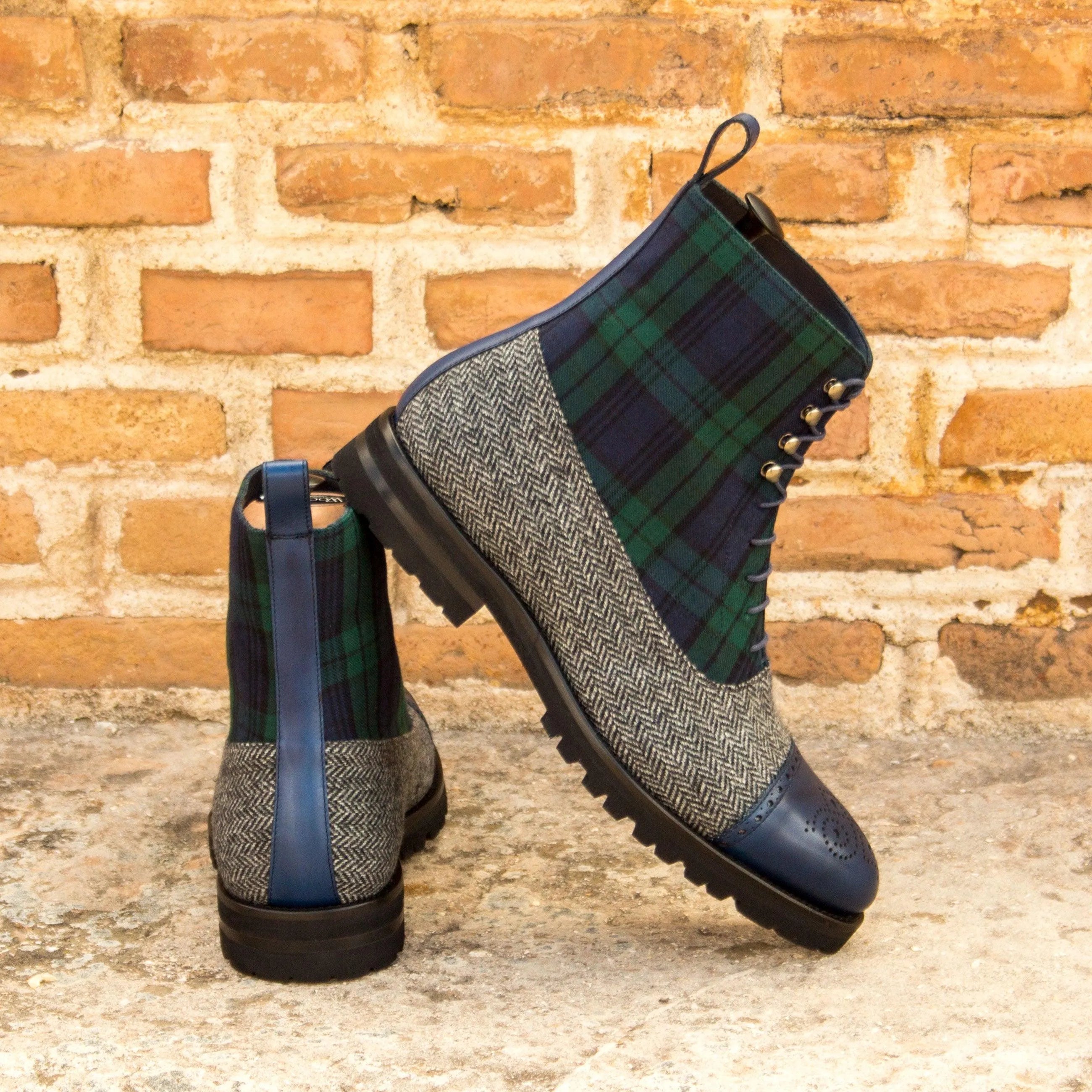Tapies Balmoral Boots II in tartan herringbone with goodyear welting