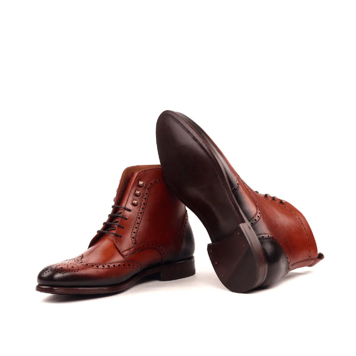 Timon Military Brogue Boots II leather wingtip back view