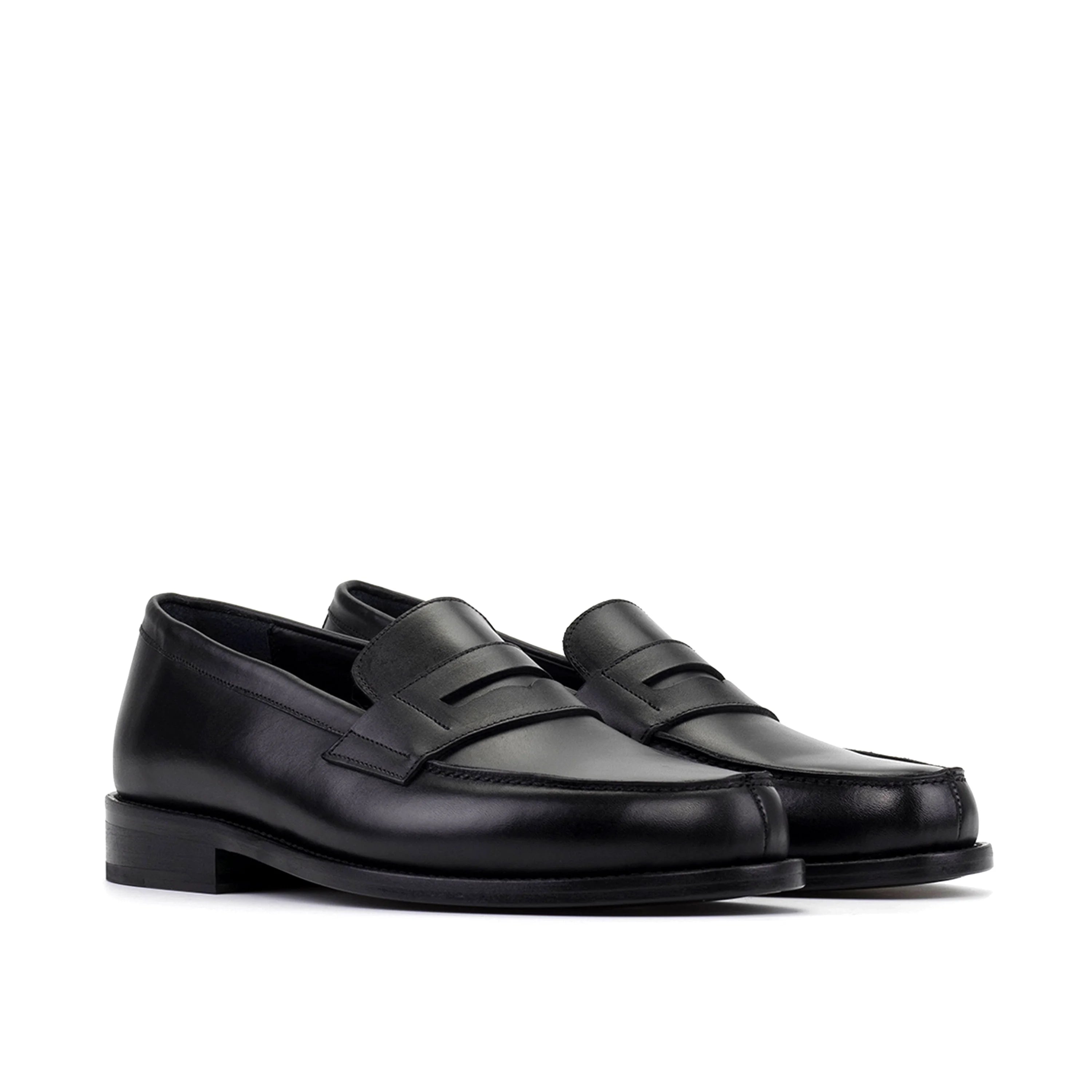 TuesdayOne penny loafers in black calf leather with polished finish