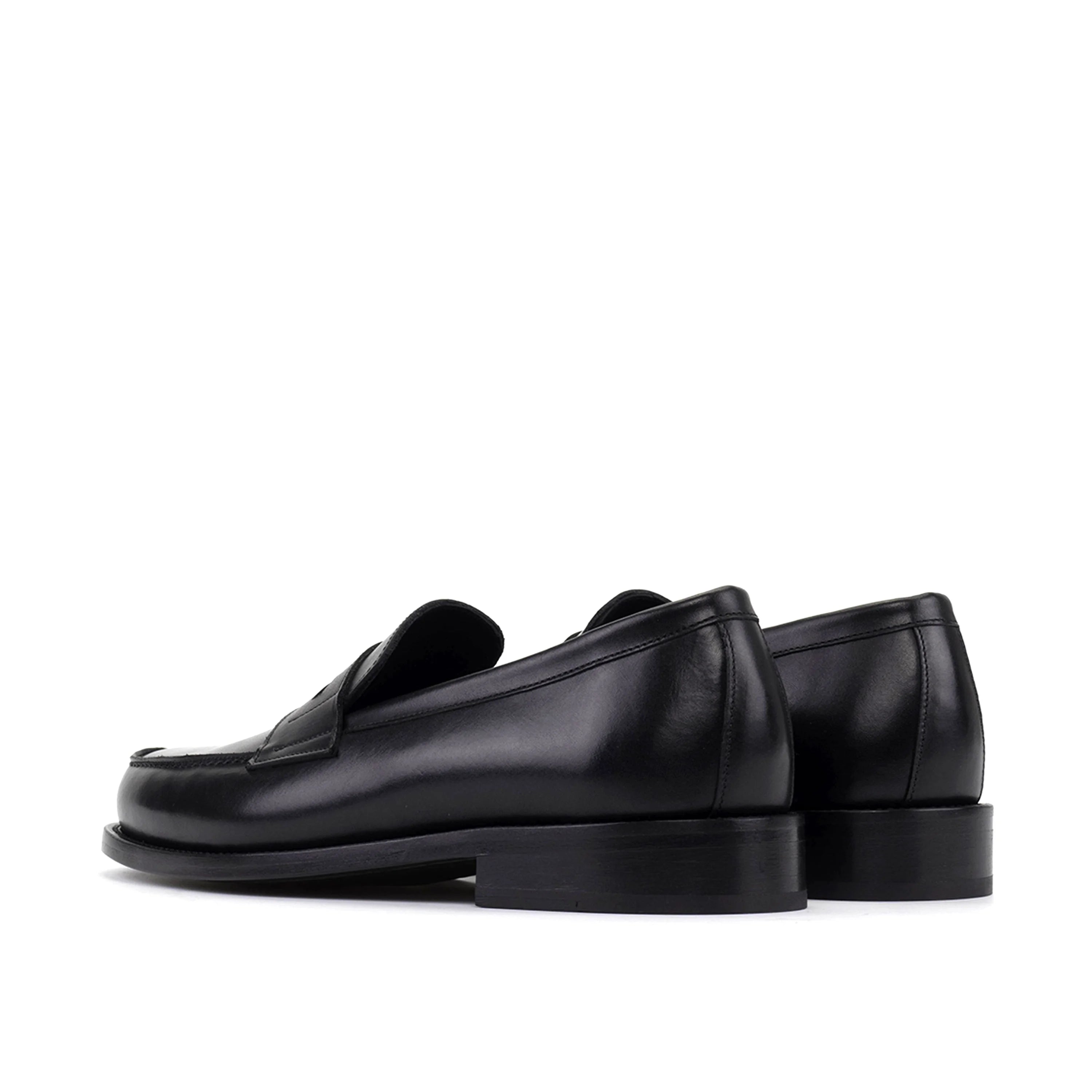 TuesdayOne penny loafers in black calf leather with polished finish