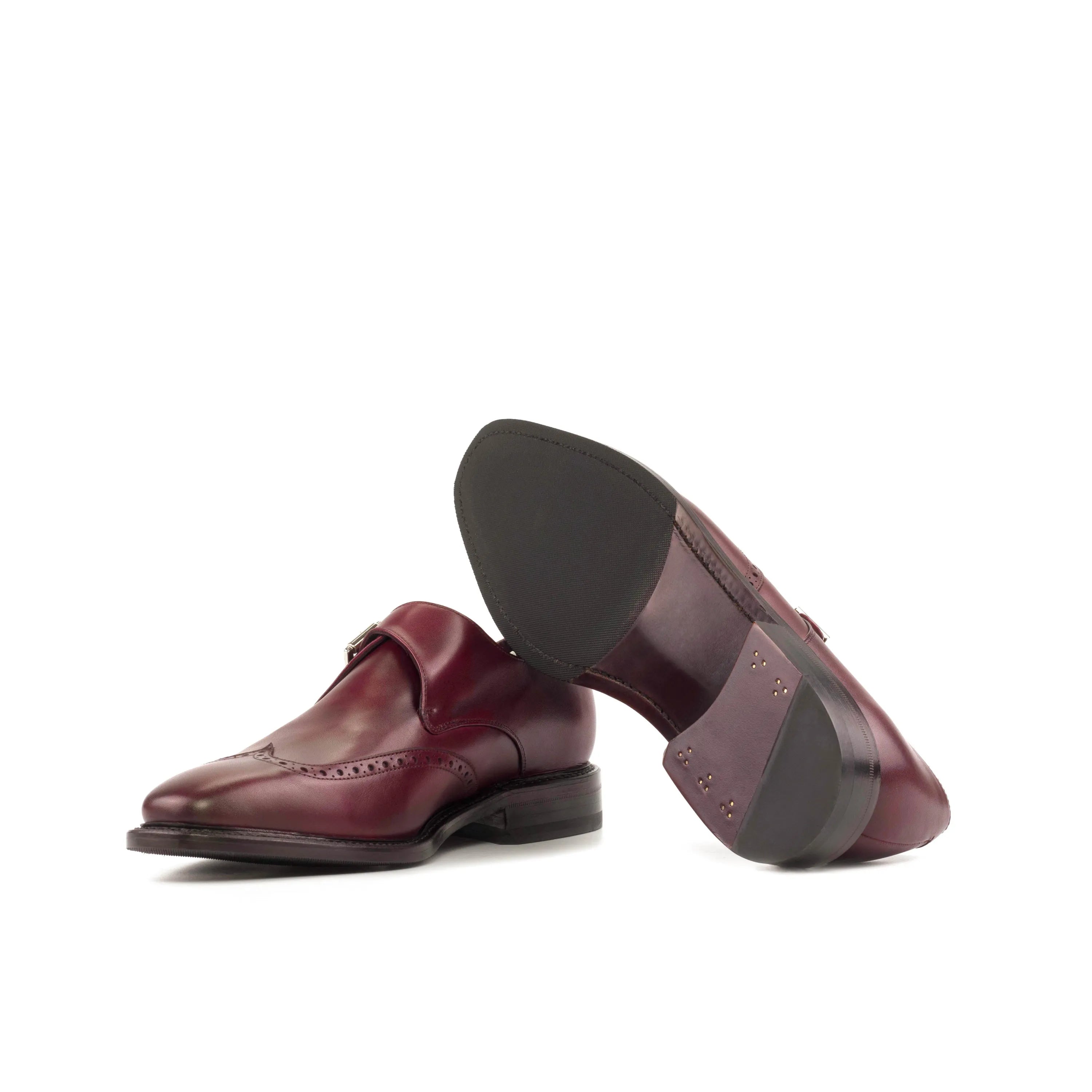 Burgundy leather Waz Single Monk shoes, fast lane delivery in 3-5 business days