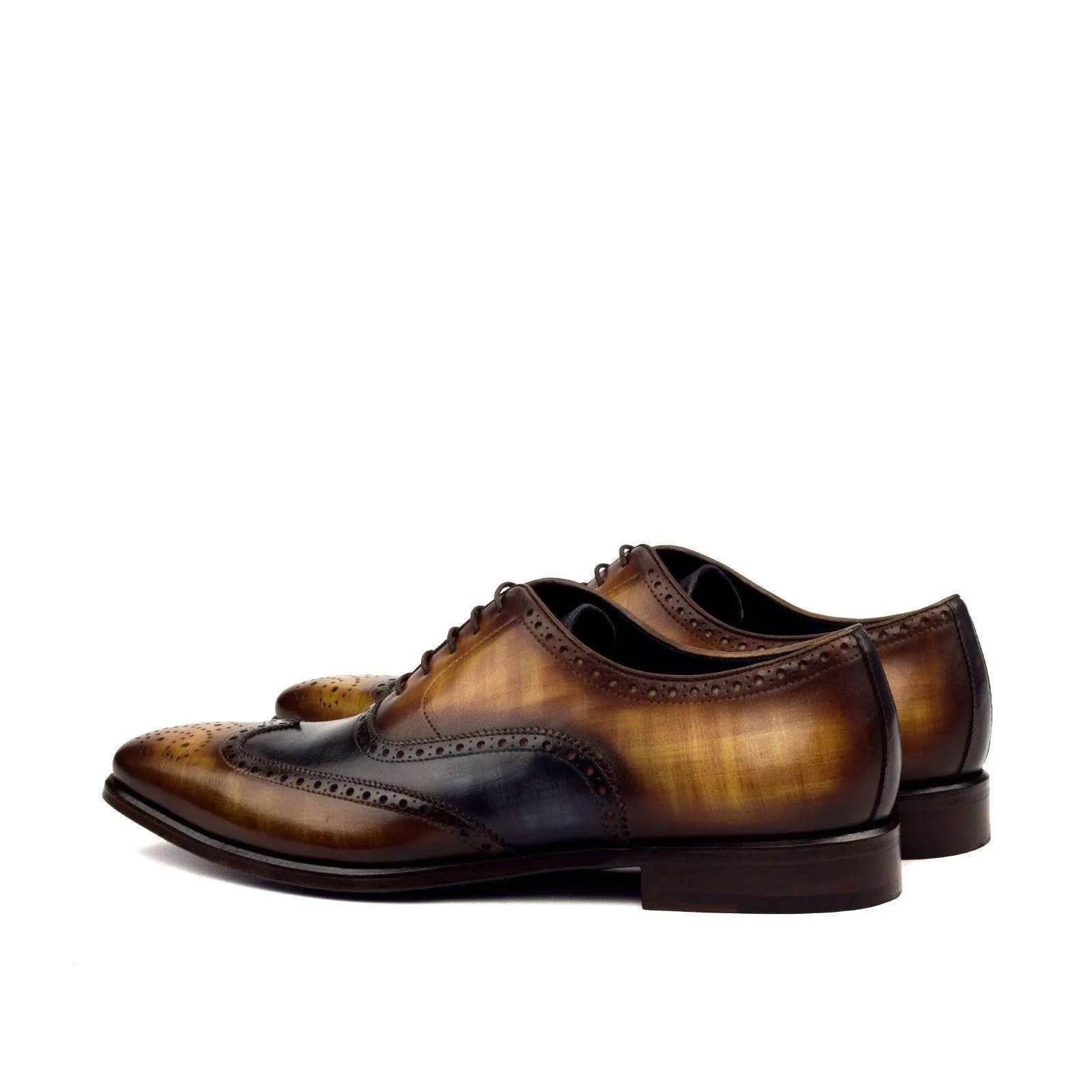 WT Full Brogue Patina II brown leather wingtip brogue patina shoes