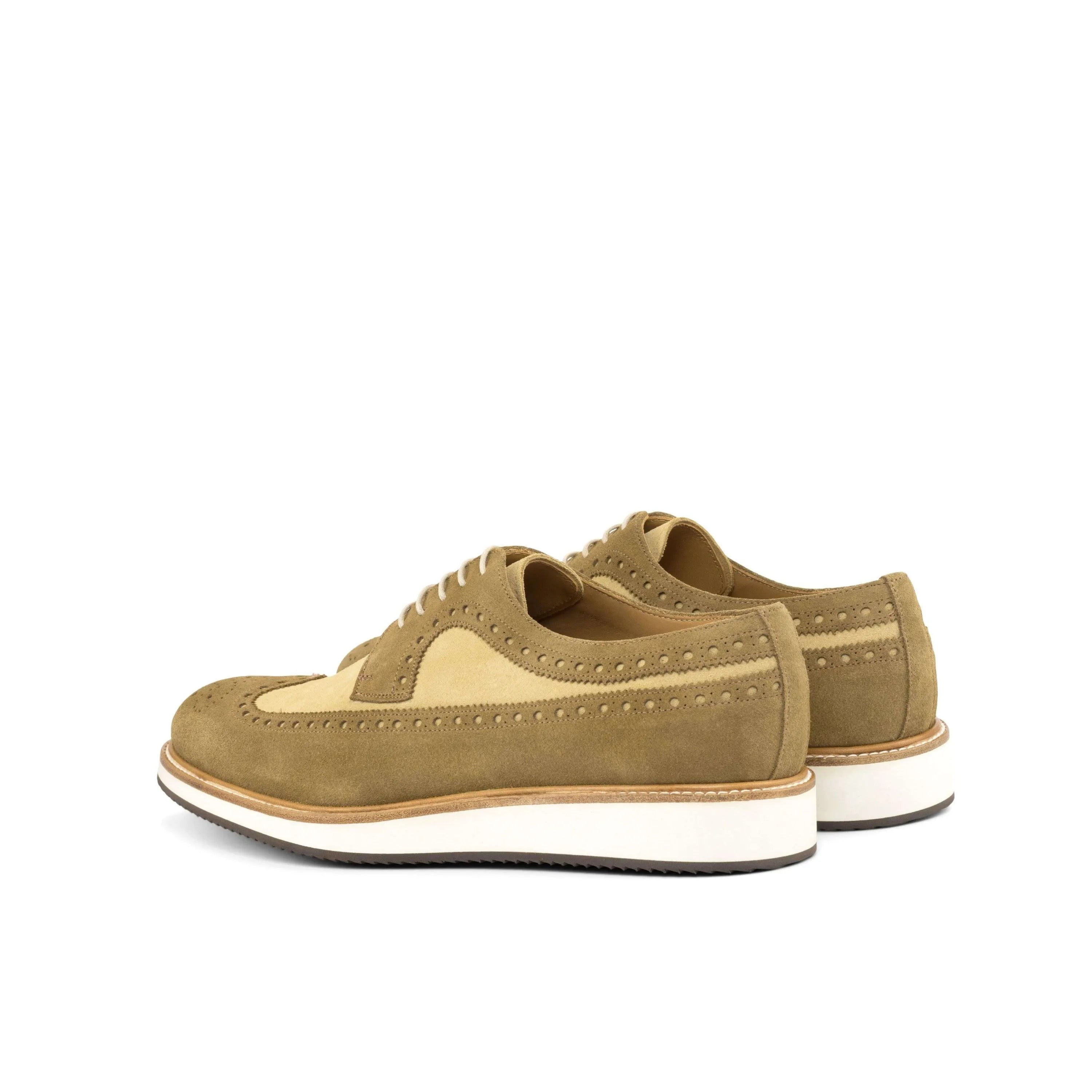 Tan and beige 5TI Longwing Blucher wingtip shoes