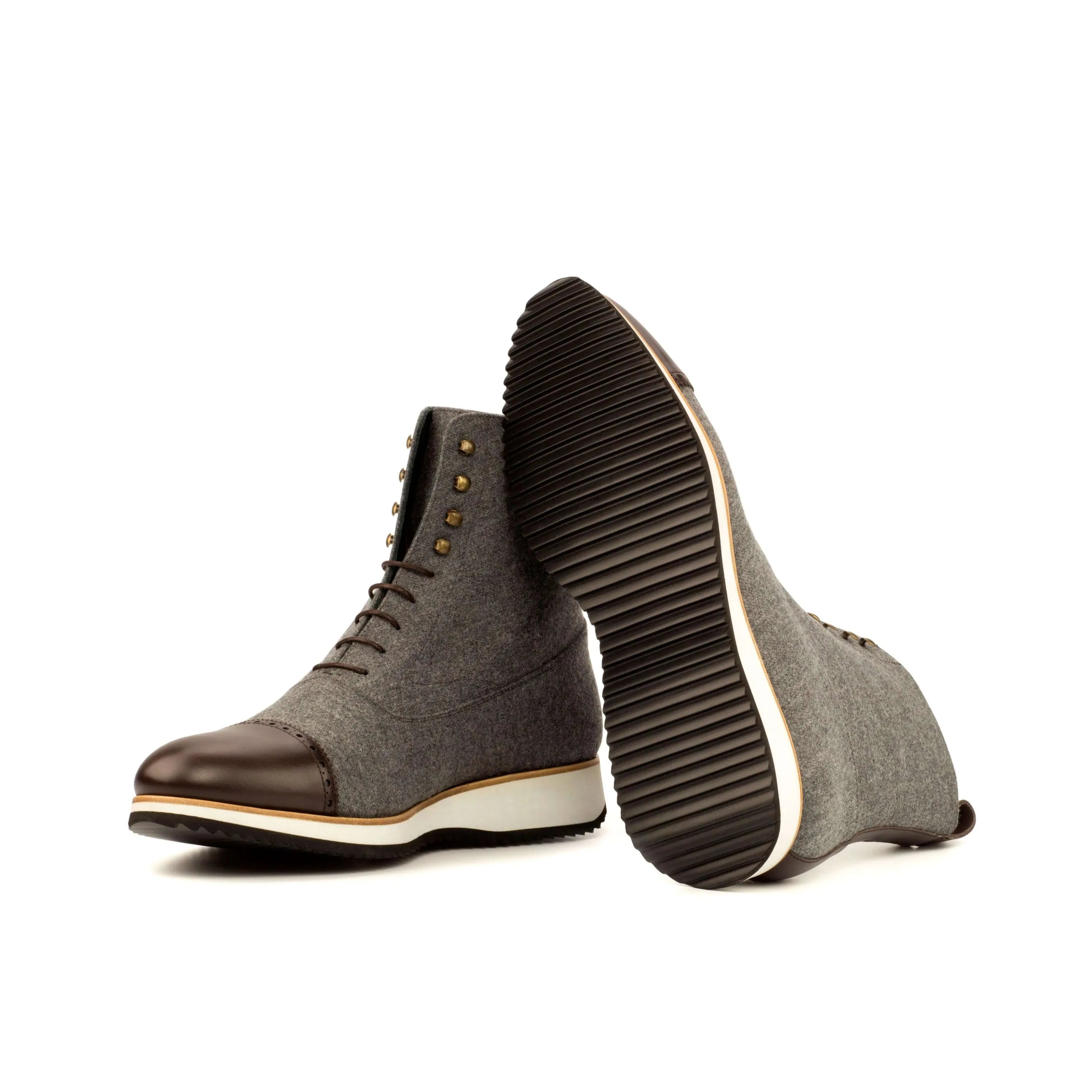 Achilles Balmoral boots in gray and brown leather