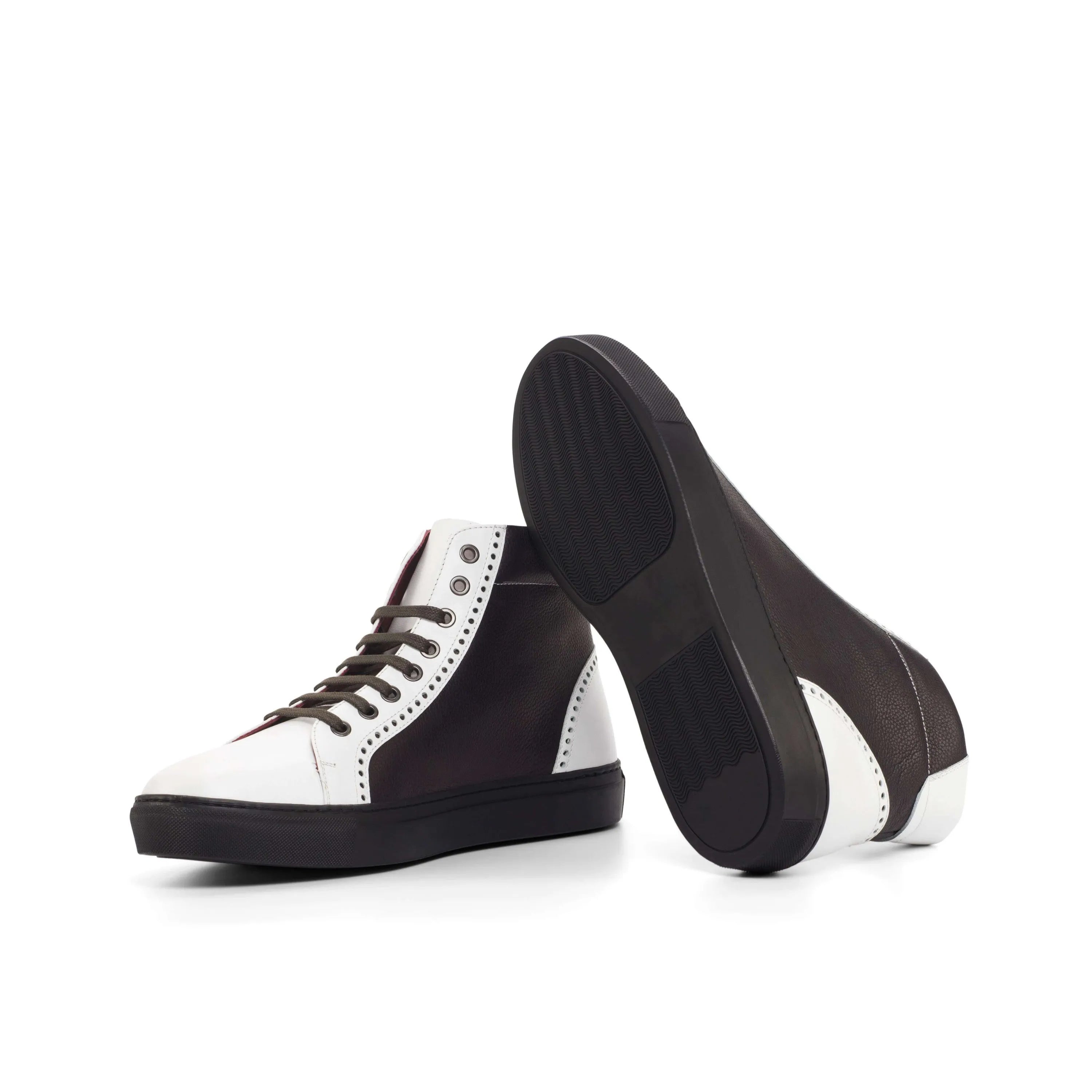 Two-toned AF19 High Kicks high-top sneakers back view