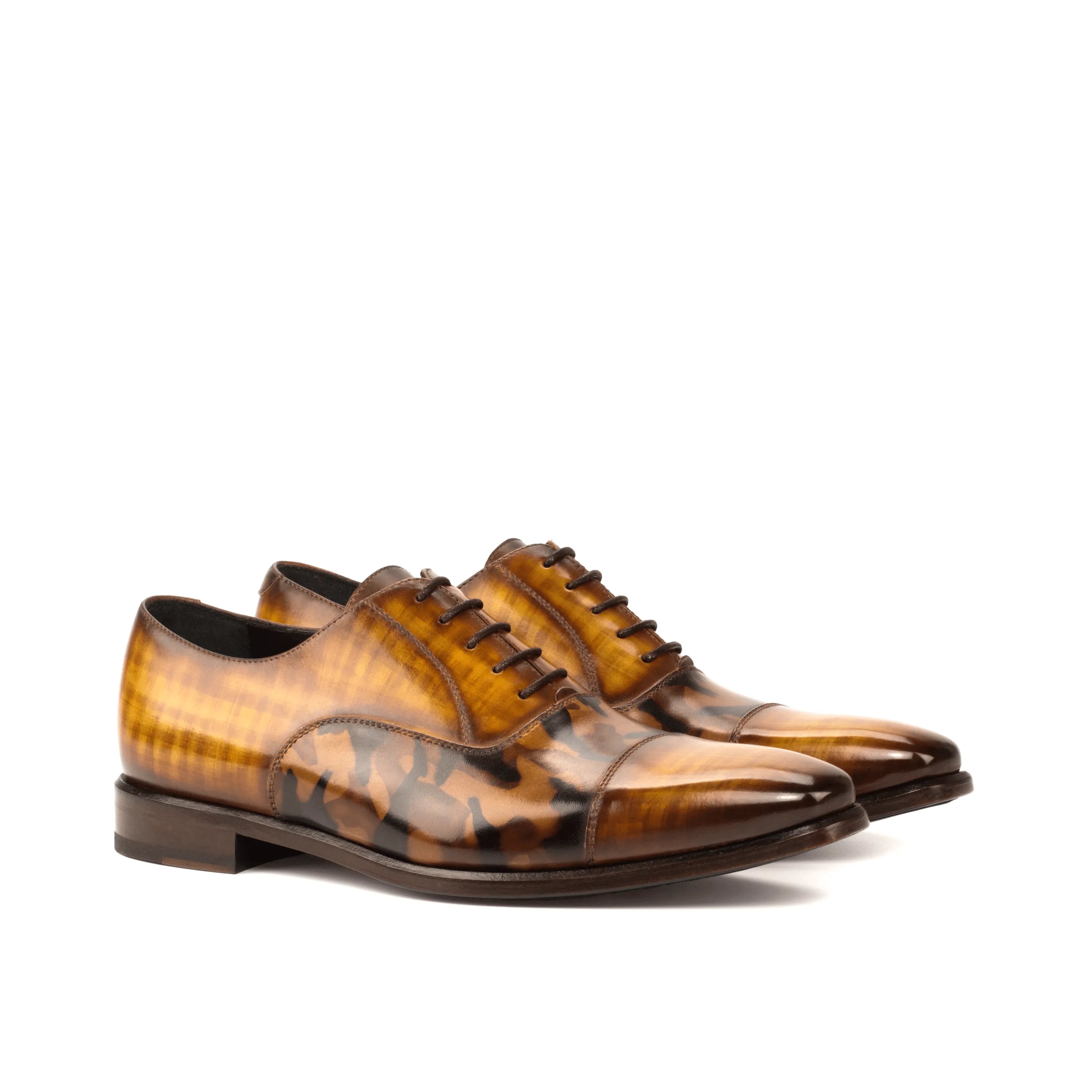Pair of brown leather Agent Oxford patina shoes II