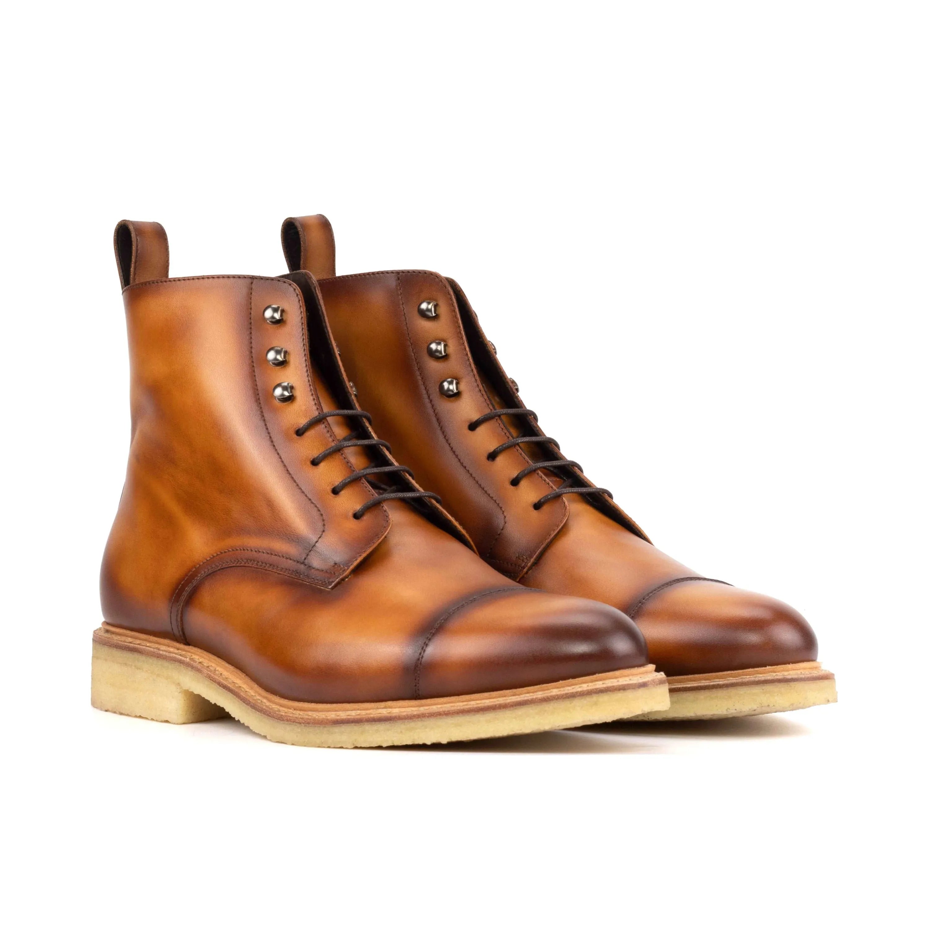 Pair of brown leather lace-up Allisio Jumper Boots