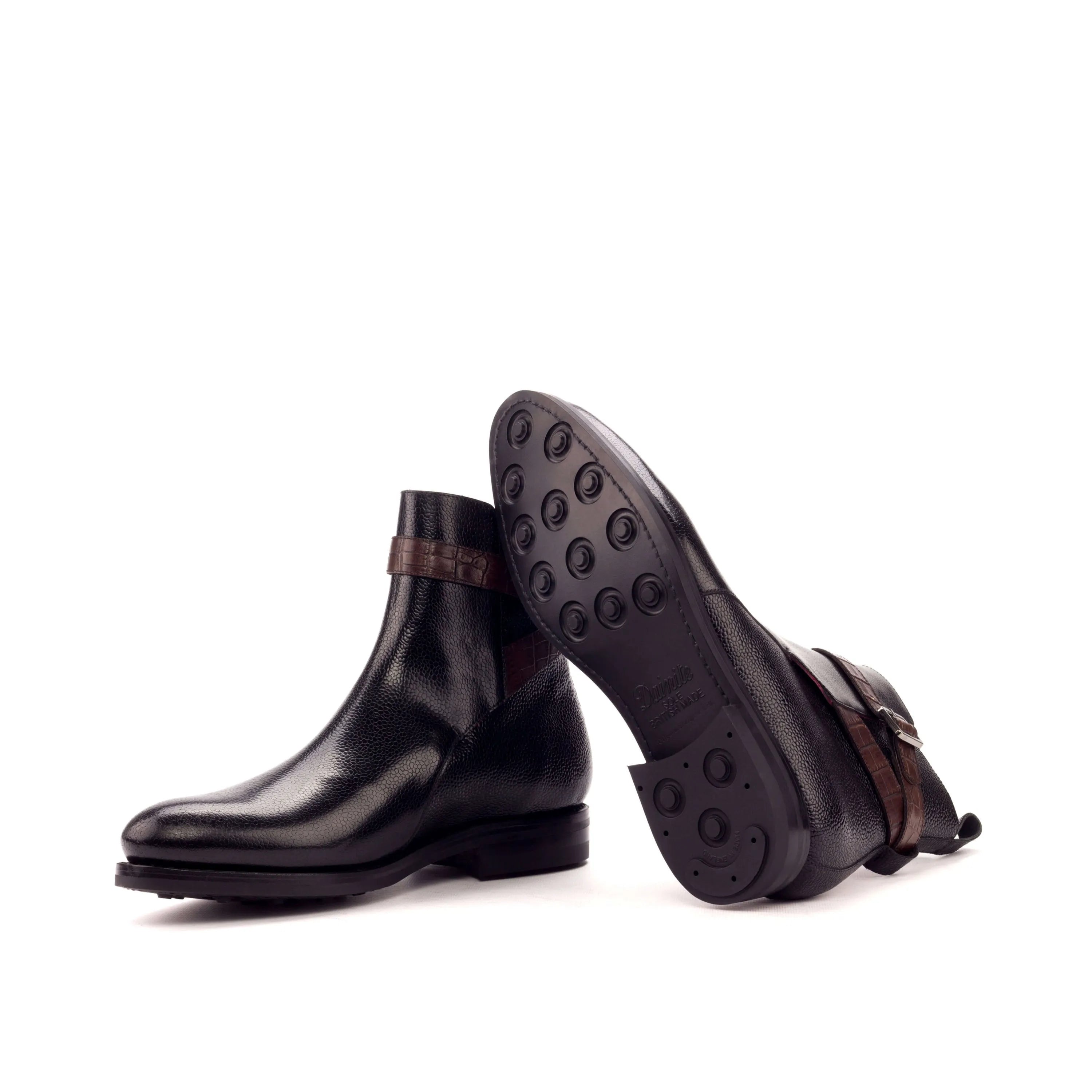 Pair of black leather Anastasio Jodhpur Boots ankle view