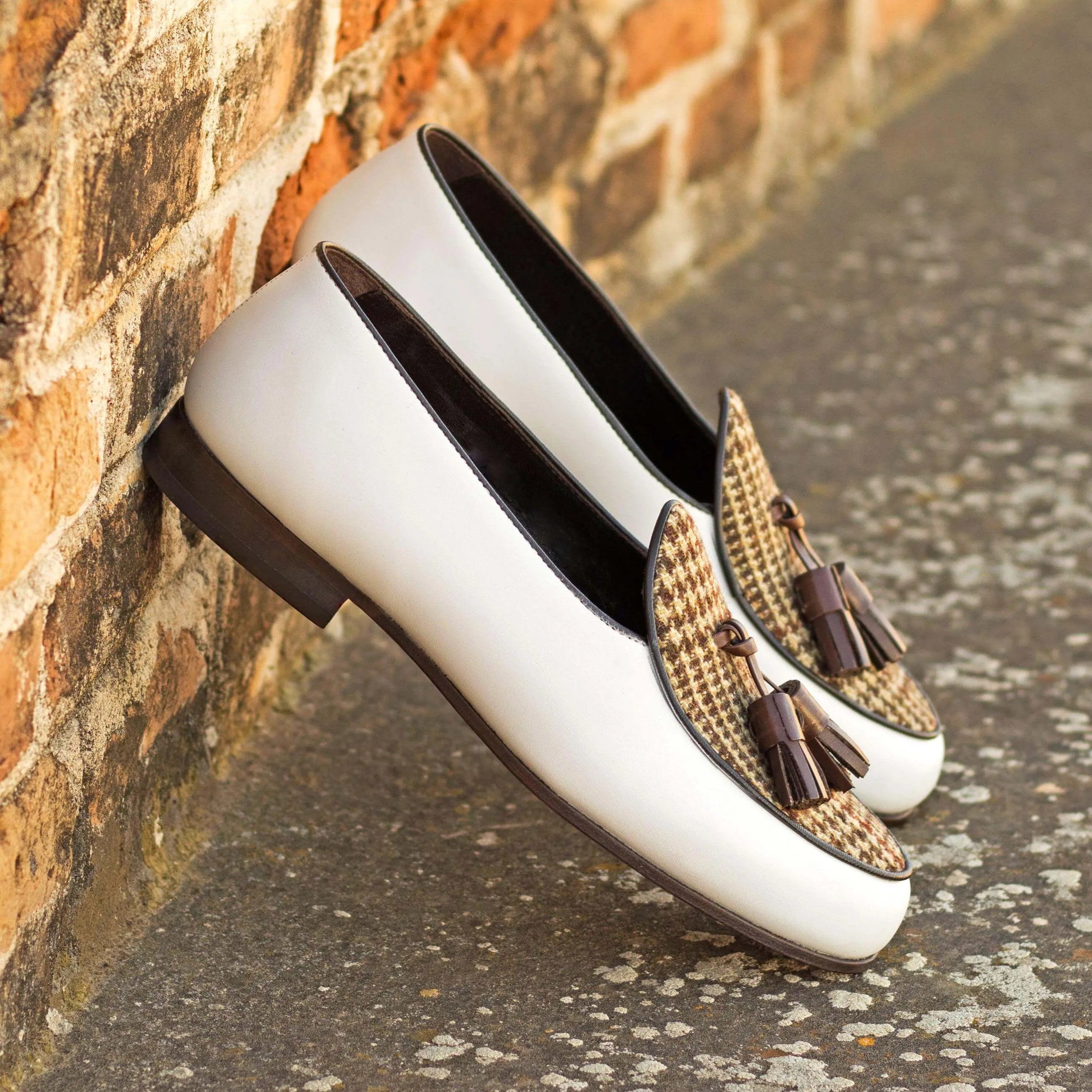 White leather tassel Aristo Belgian Slipper II loafers