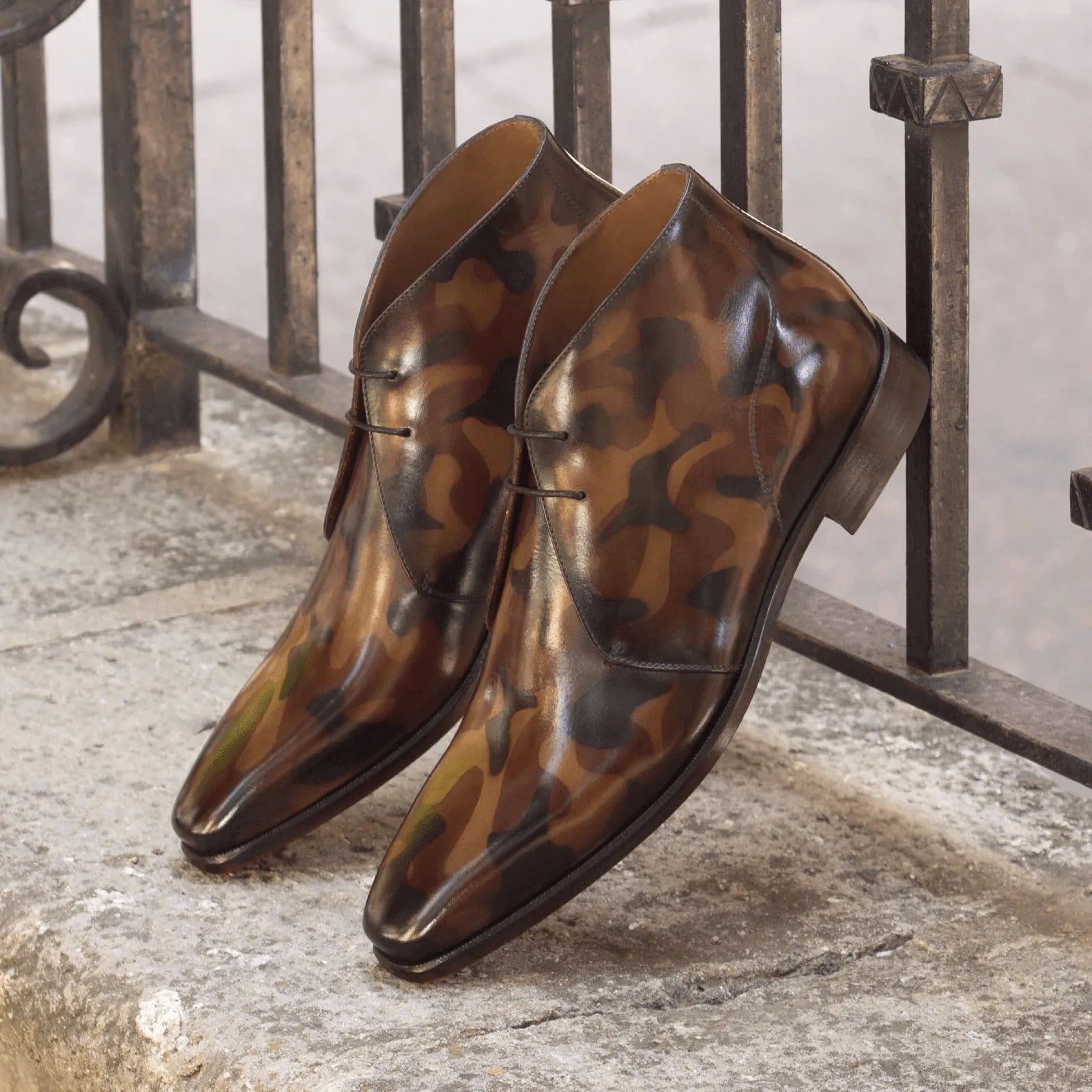 Battle Patina Chukkas in camouflage leather