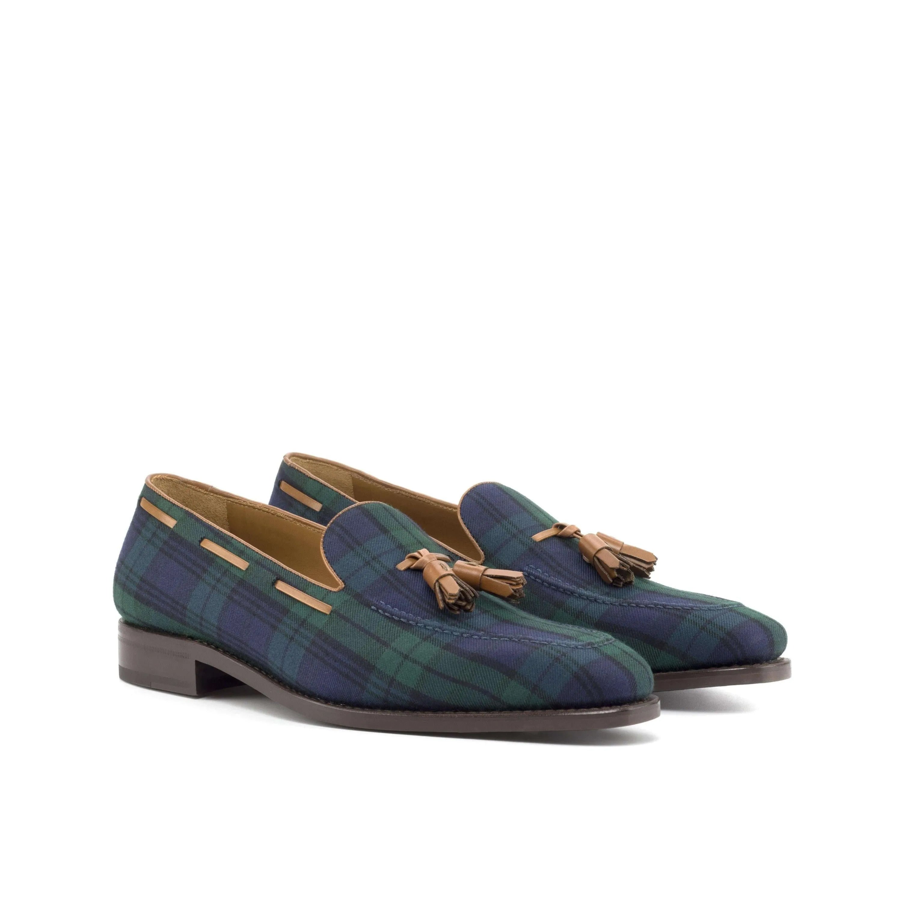 Boardwalk loafers with tartan plaid tassel design in luxury bespoke shoes for men