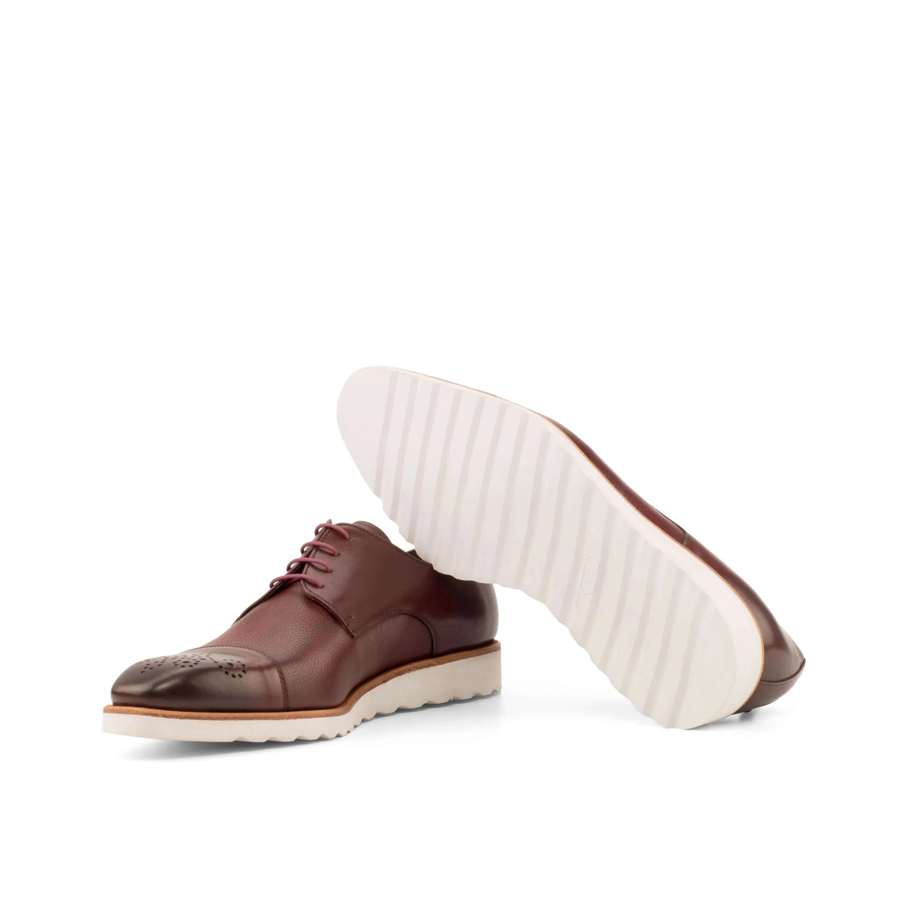 Burgundy leather Chaska Derby shoes back view