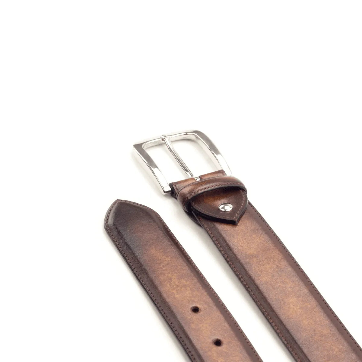 Corallo Hampton Patina Belt II brown leather with silver buckle