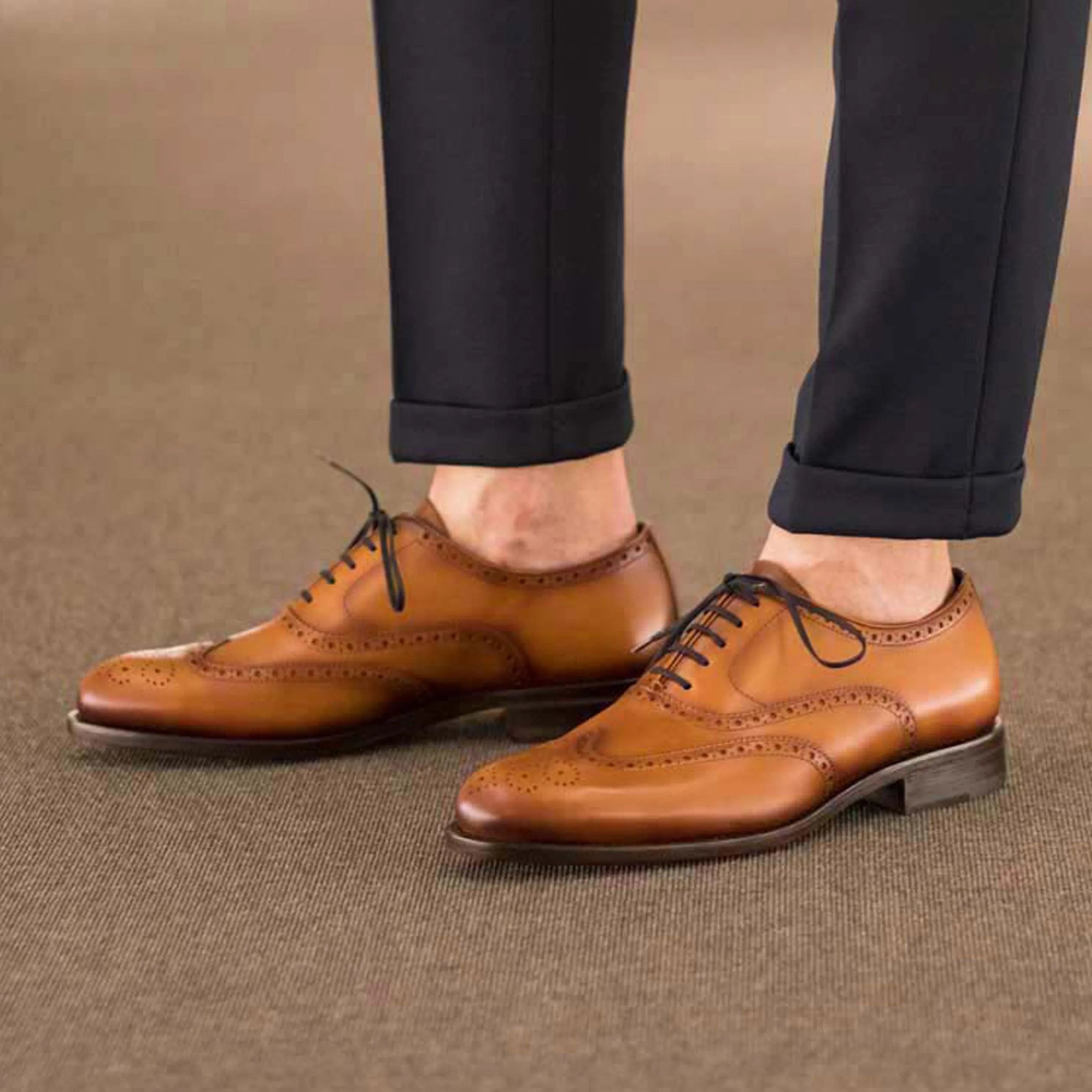 Darwill full brogue brown leather wingtip dress shoes