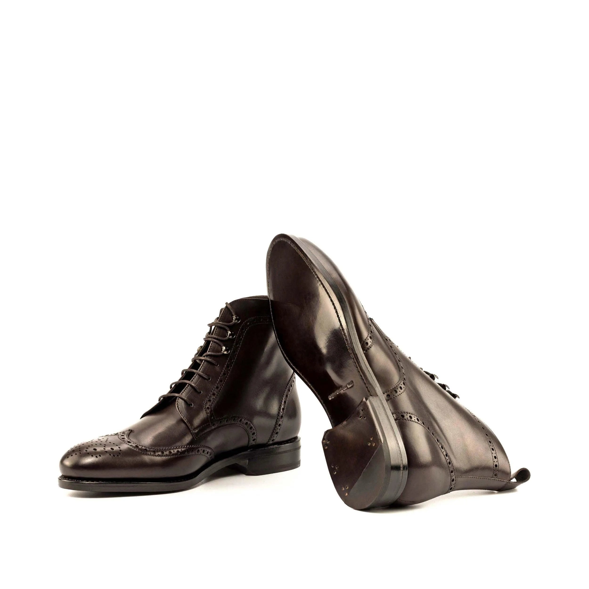 Pair of brown leather Devin military brogue boots