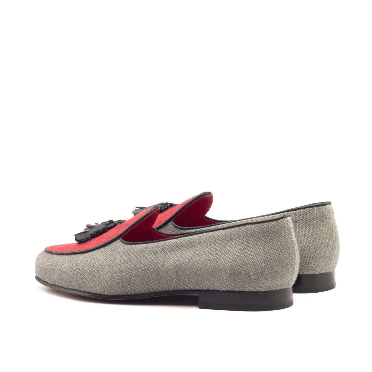 Dirko Belgian Slipper II gray and red tassel loafers
