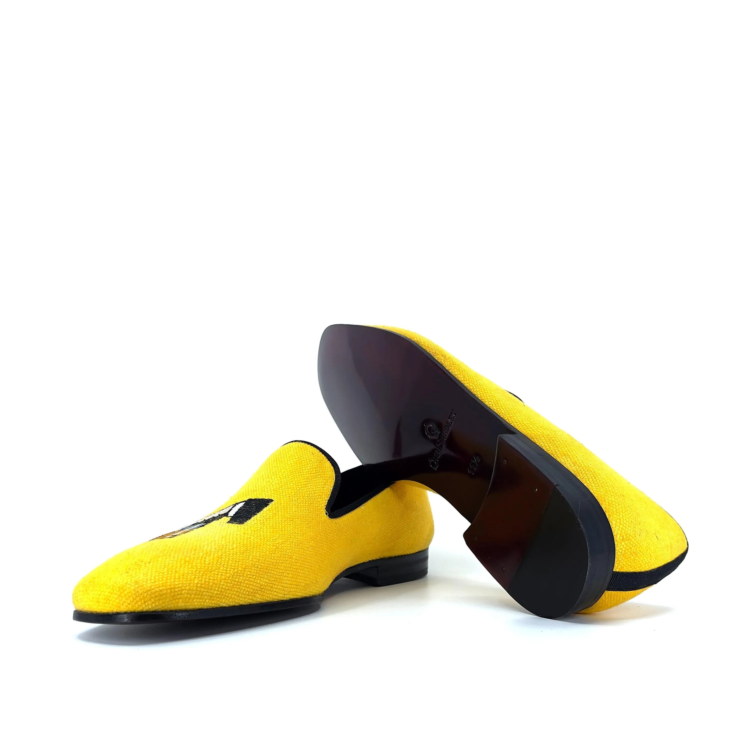 Yellow beaded Don Drake slipon loafers