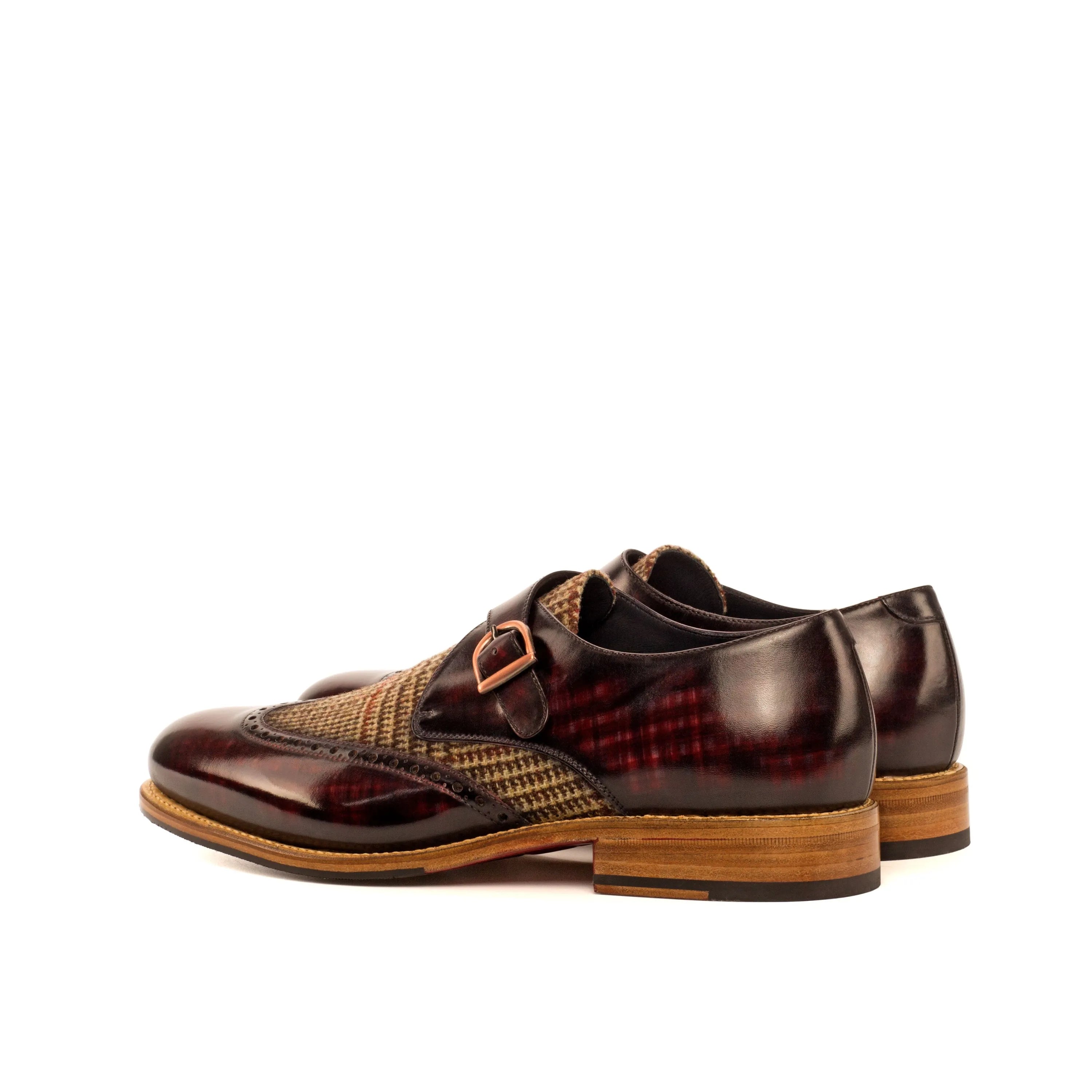 Donny single monk patina burgundy leather monk strap shoes