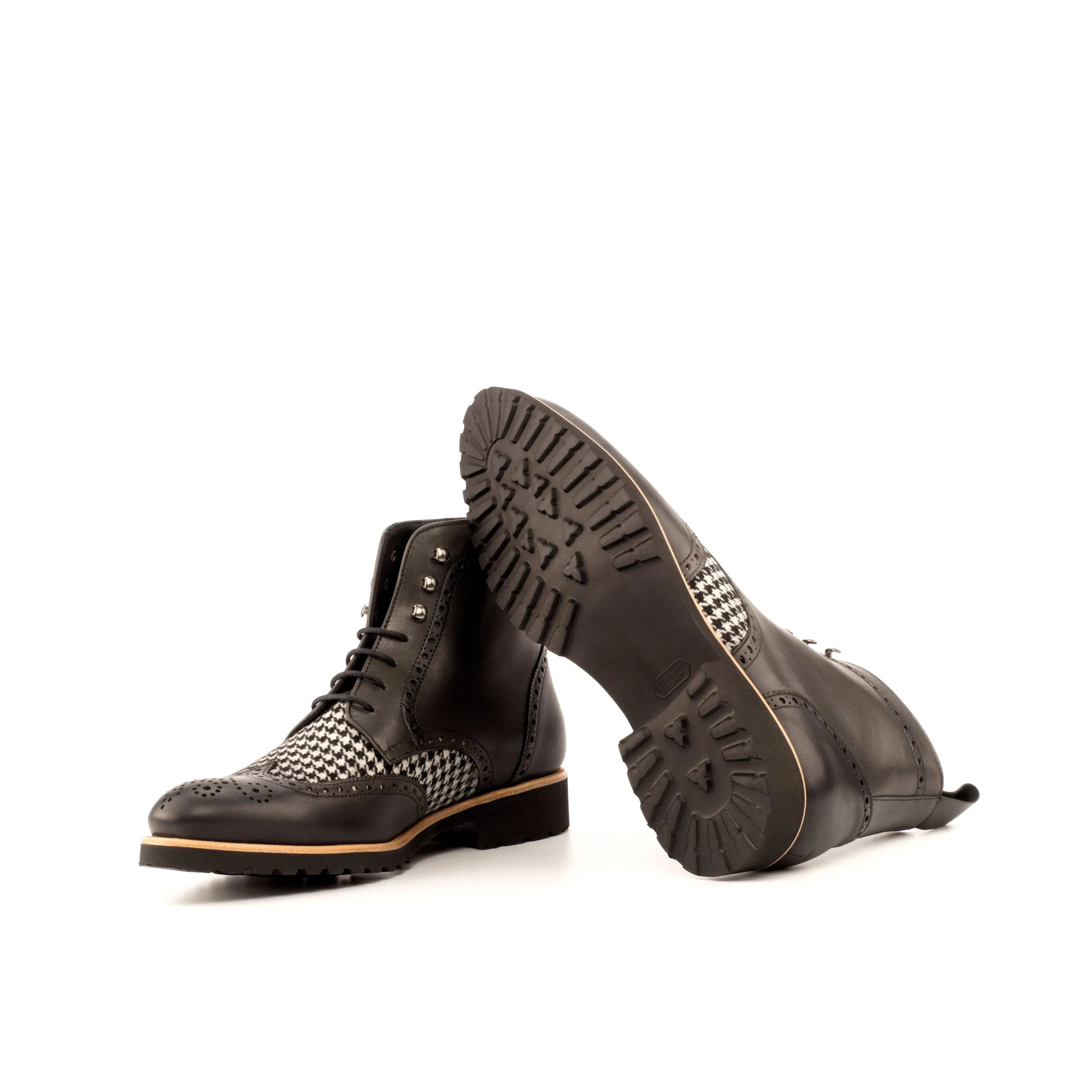 DT90 military brogue boots black leather wingtip back view