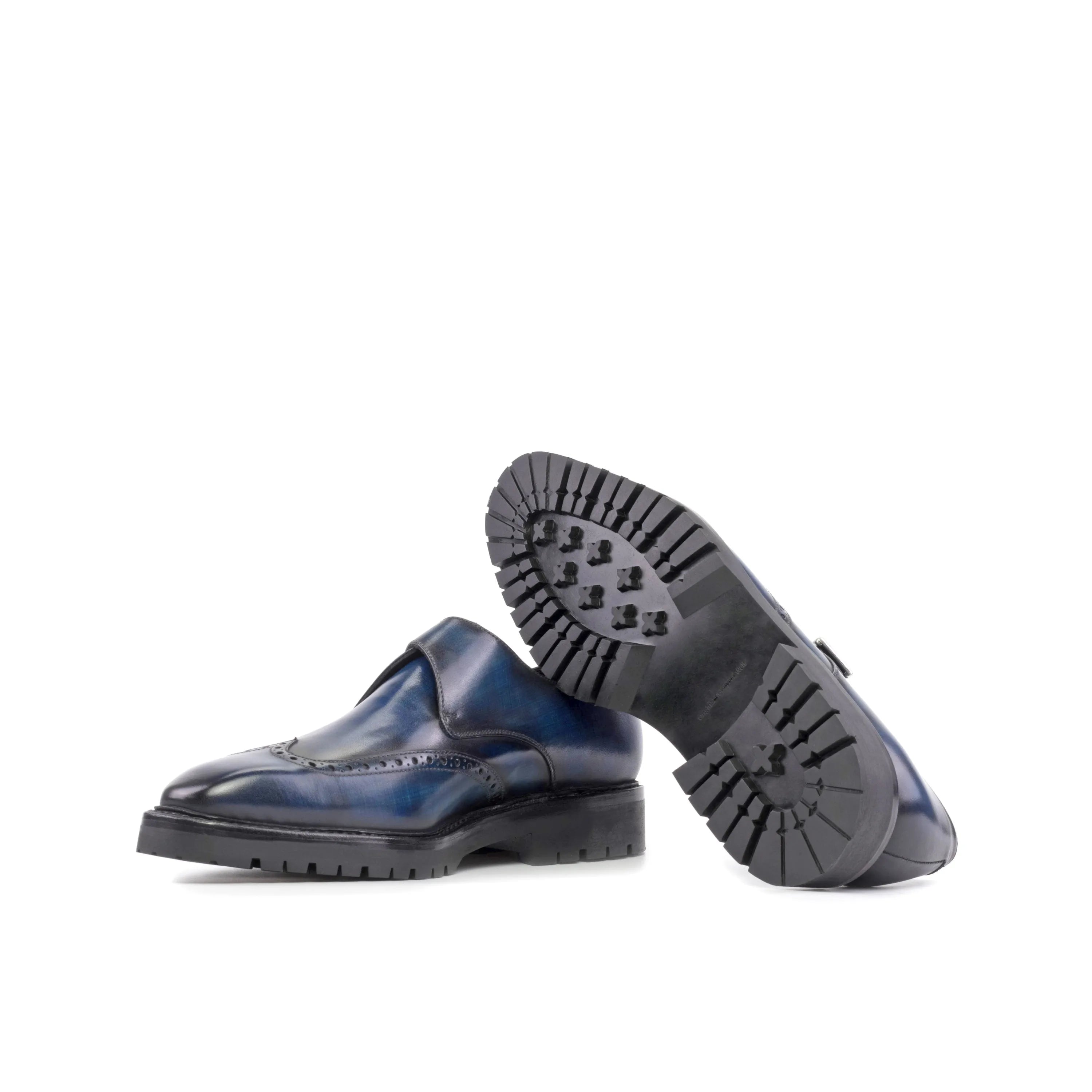 Blue Dyno Patina Single Monk strap shoes back view
