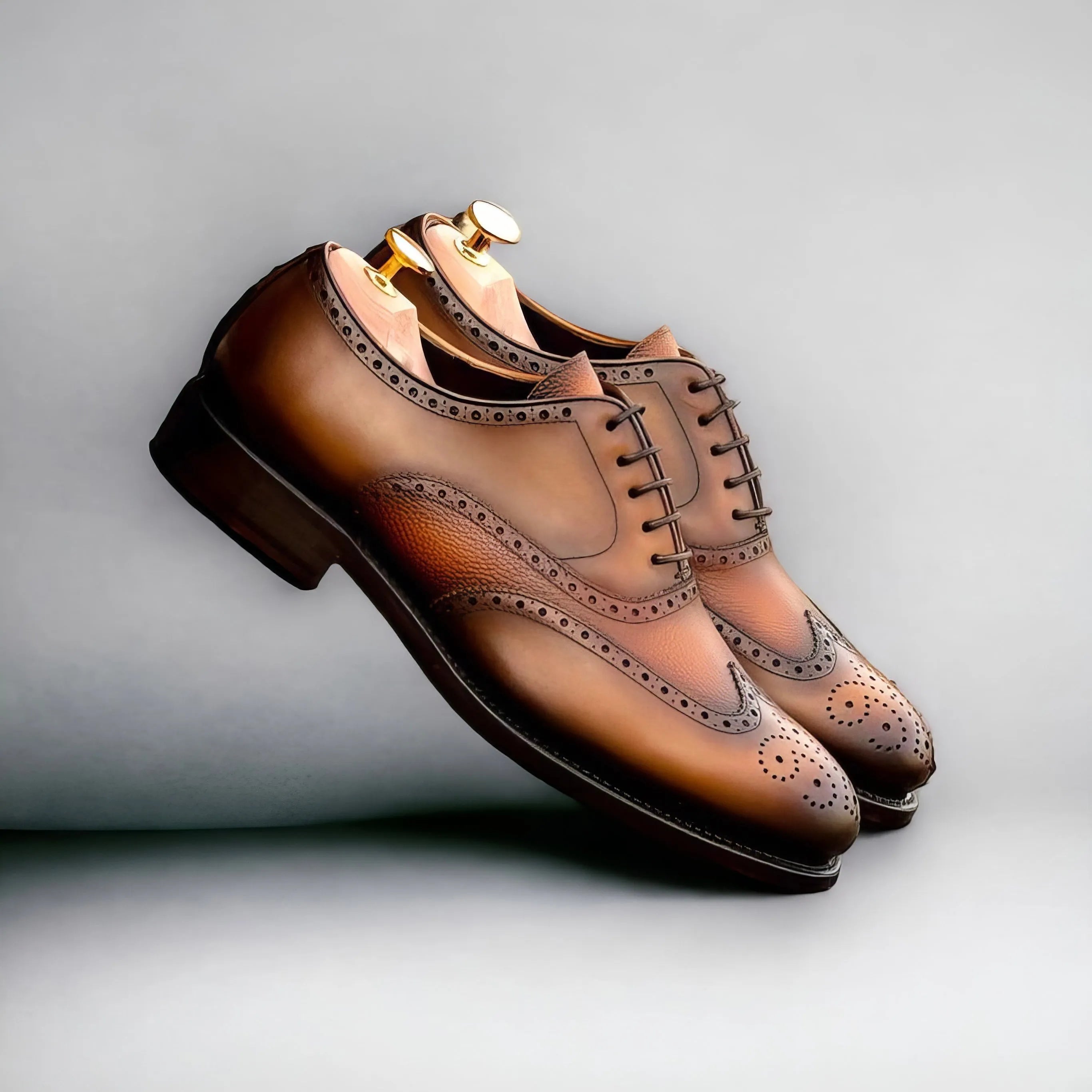 Fardos Full Brogue Shoes II brown leather wingtip blucher shoes