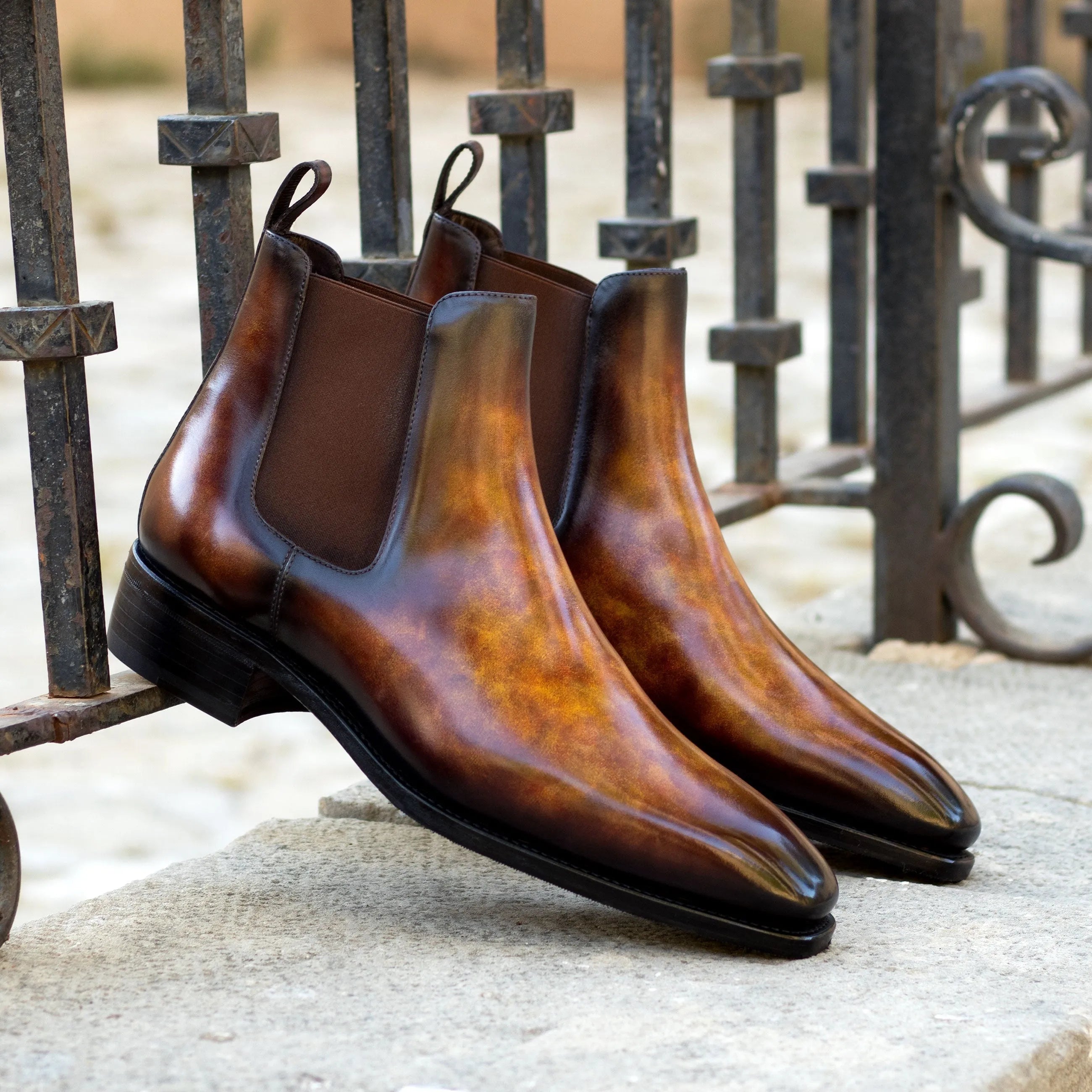 Francesco Patina Chelsea Boots II in brown leather
