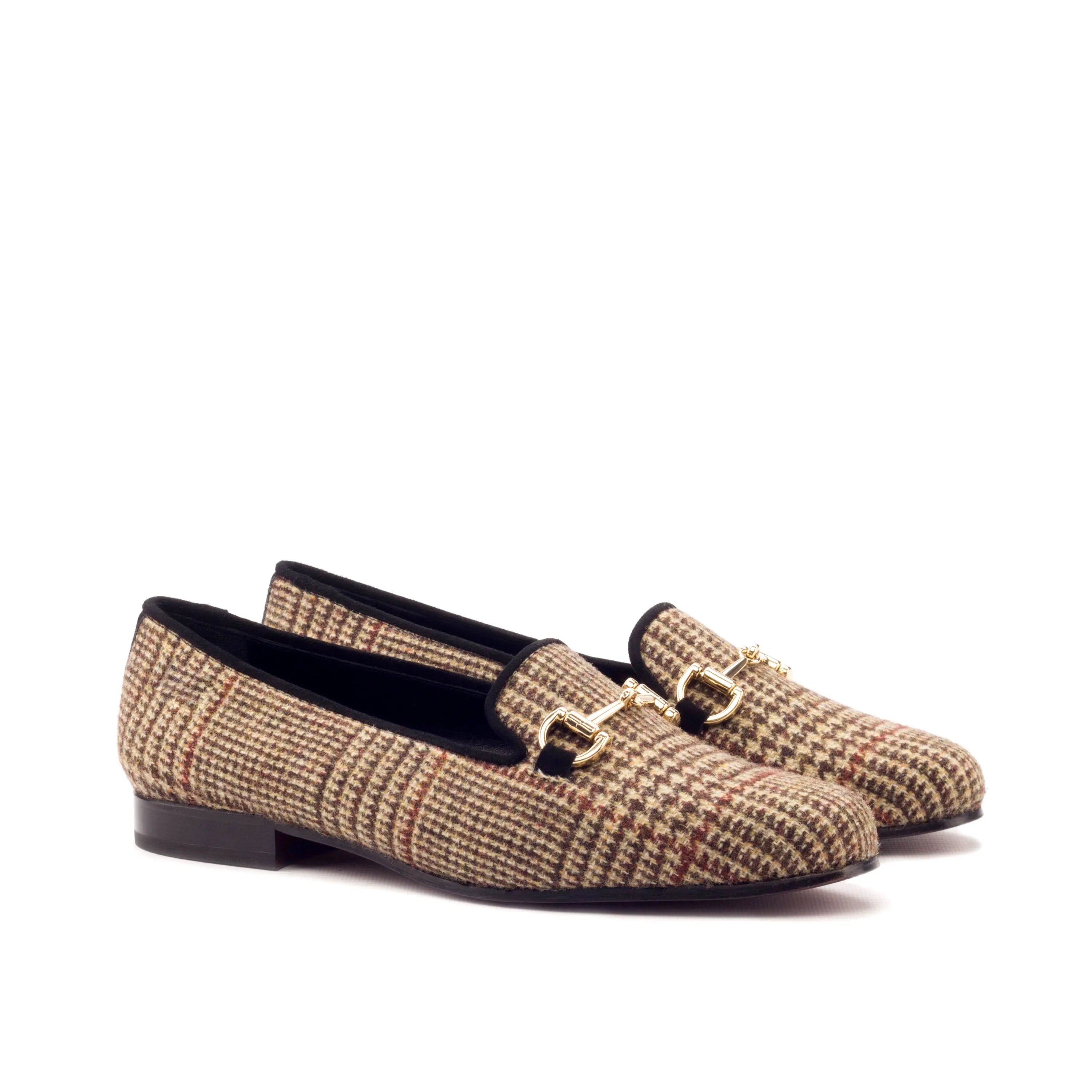 Georgia Rose womens Tweed loafer shoes with gold hardware slip-on II